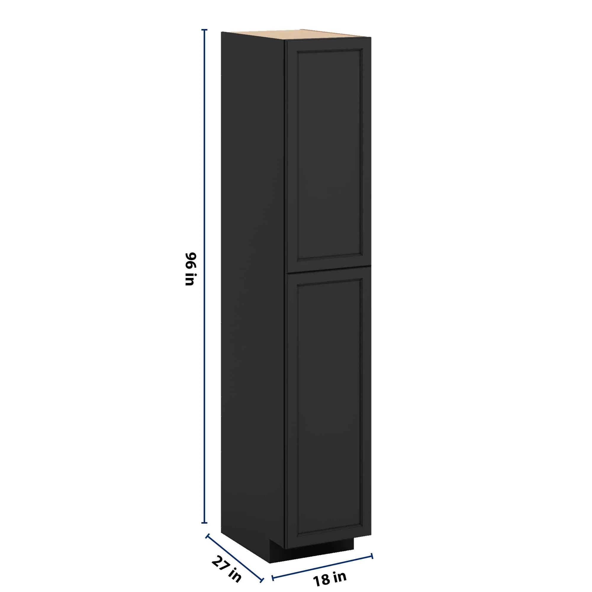 J&K Charcoal E2 Pantry w/Roll-Out Trays 18" W x 96" H x 27" D