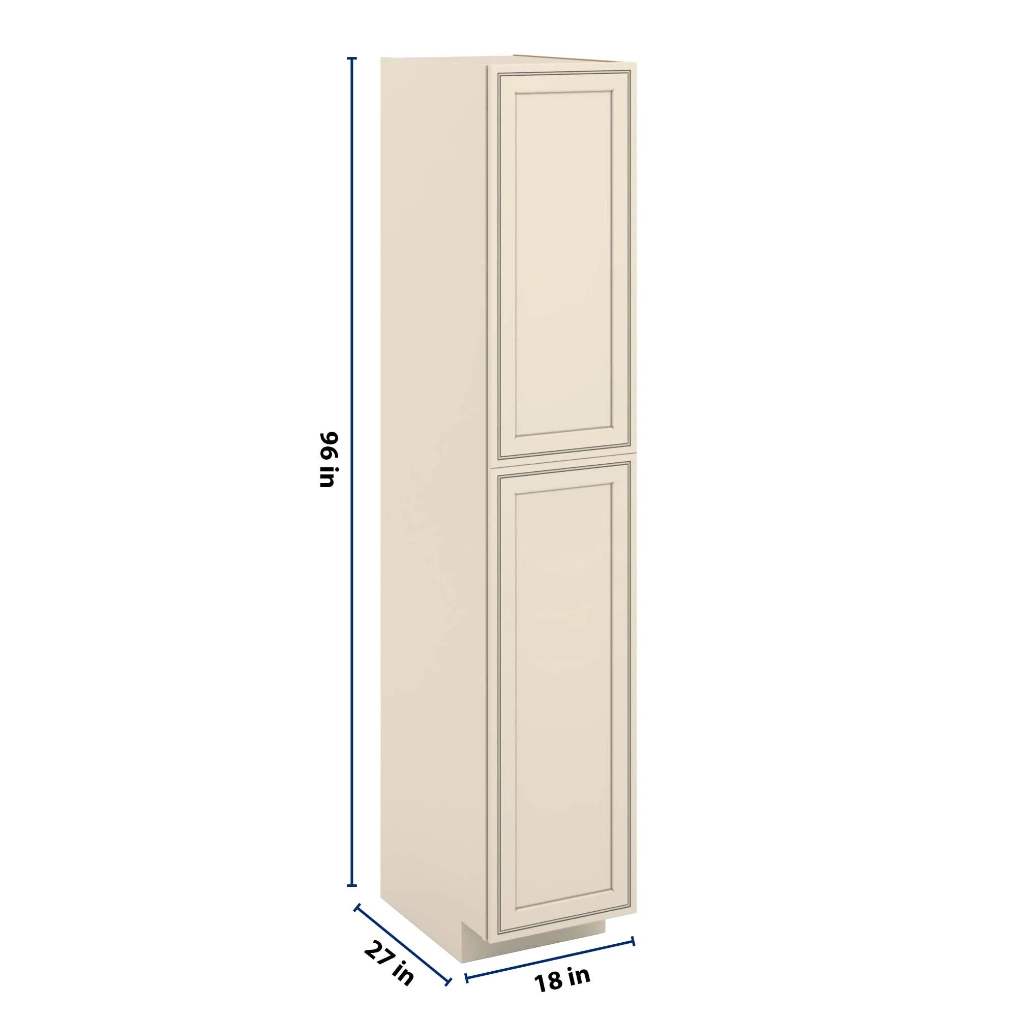 J&K Pearl Glazed H9 Pantry w/Roll-Out Trays 18" W x 96" H x 27" D