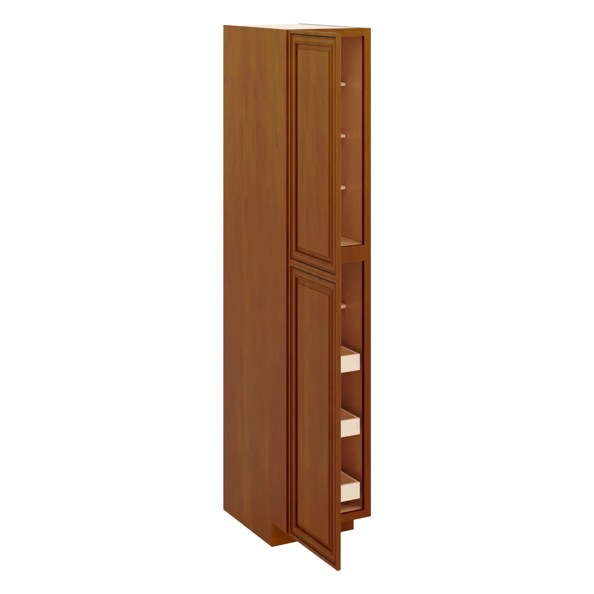 j k mocha glazed k10 pantry w roll out trays 18 w x 96 h x 27 d
