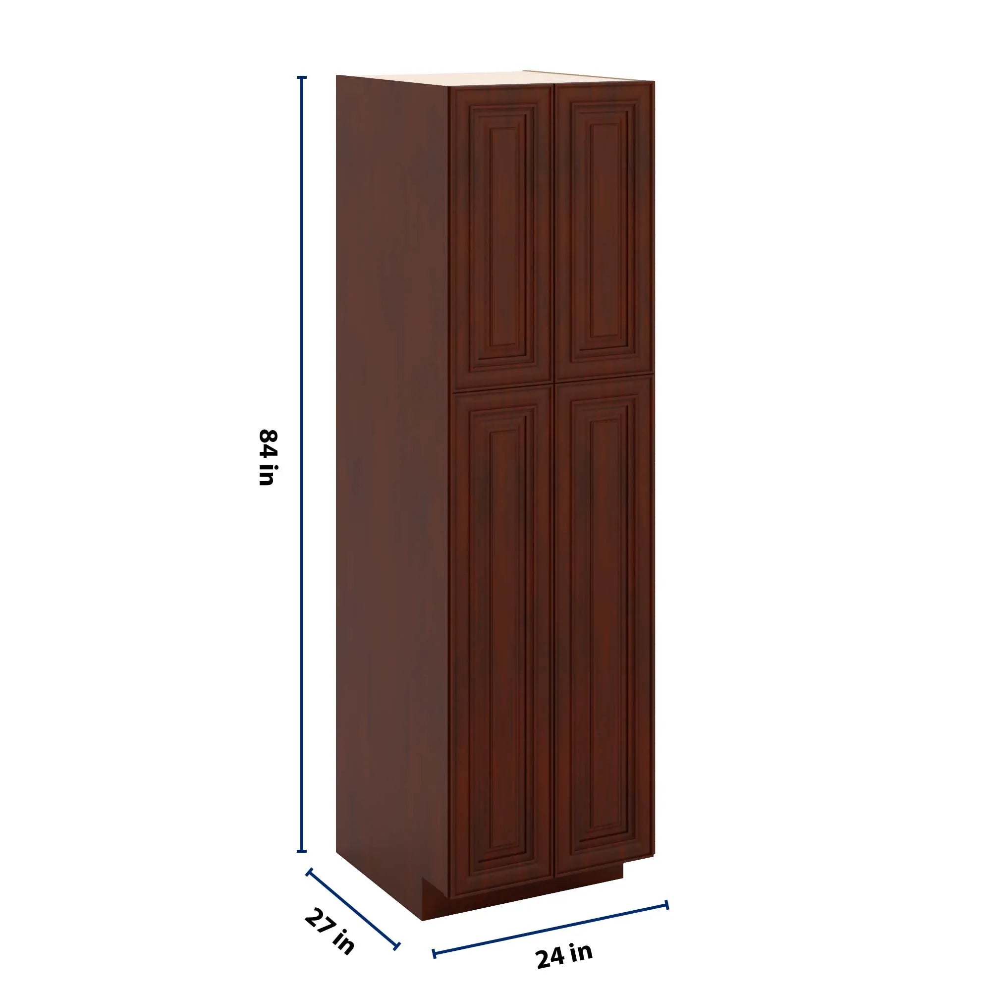 J&K Mahogany J5 Pantry w/Roll-Out Trays 24" W x 84" H x 27" D