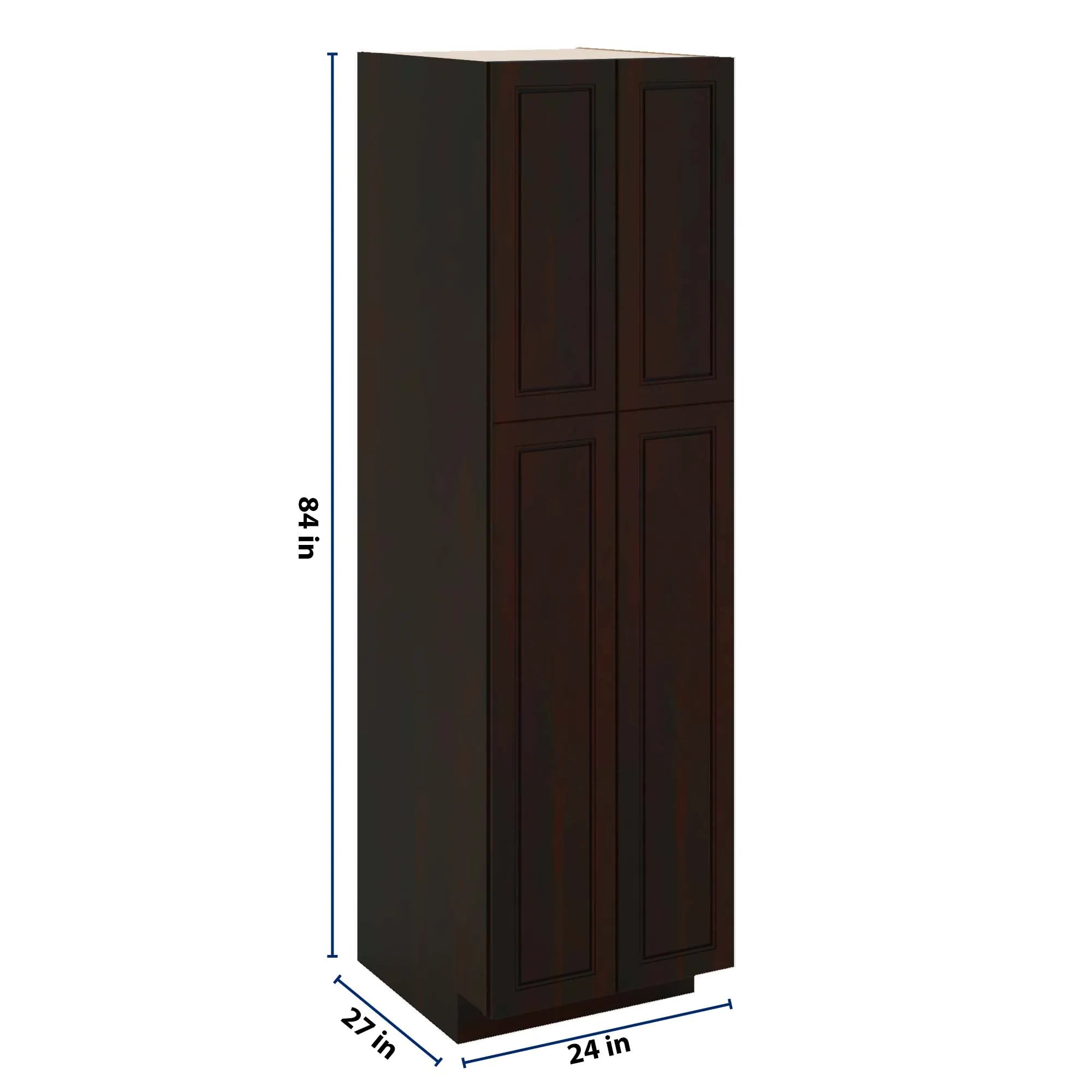 J&K Espresso K8 Pantry w/Roll-Out Trays 24" W x 84" H x 27" D