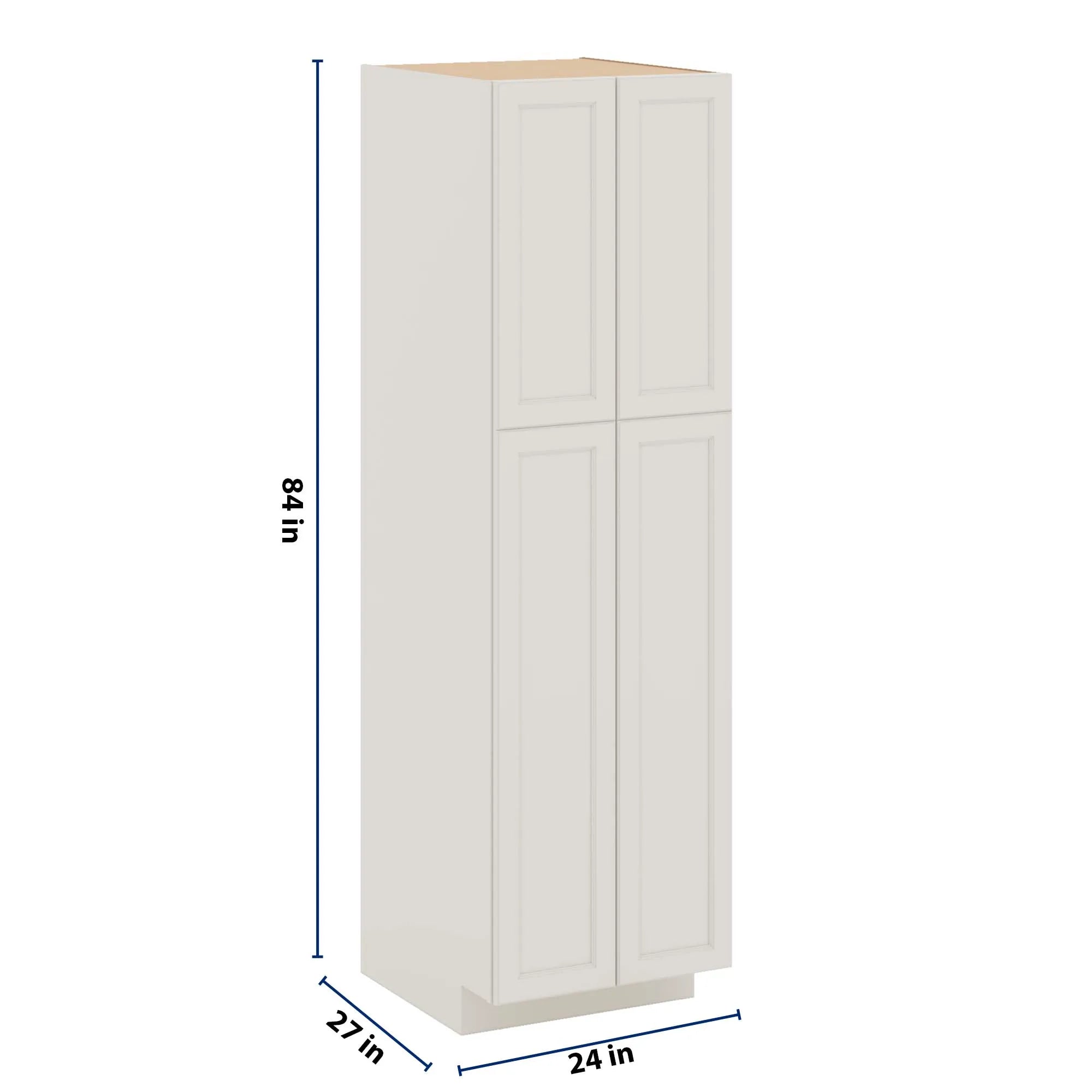 J&K Dove E1 Pantry w/Roll-Out Trays 24" W x 84" H x 27" D