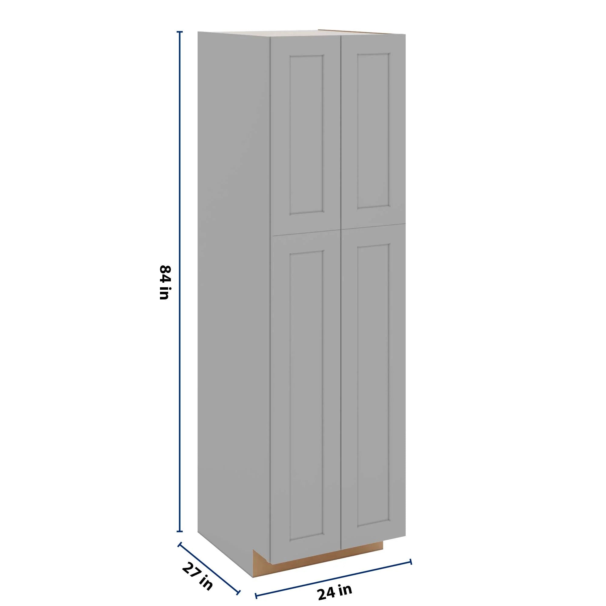 J&K Castle Grey S5 Pantry w/Roll-Out Trays 24" W x 84" H x 27" D