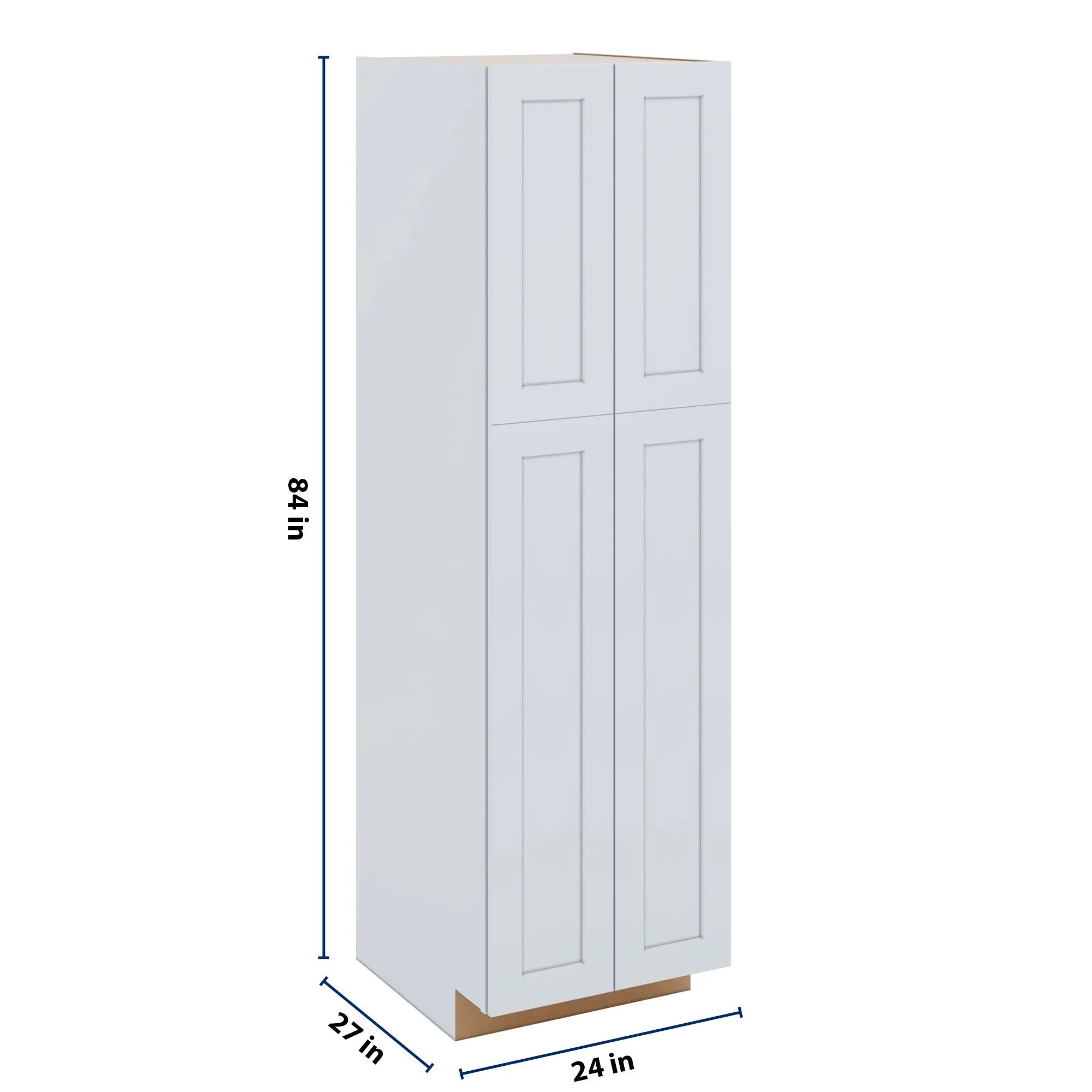 J&K White Shaker S8 Pantry w/Roll-Out Trays 24" W x 84" H x 27" D