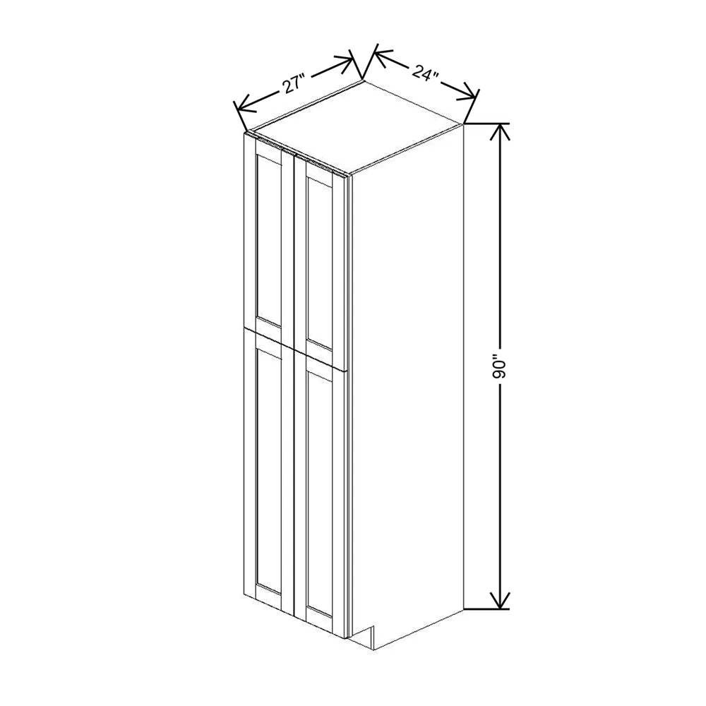 J&K Pebble B6 Pantry w/Roll-Out Trays 24" W x 90" H x 27" D