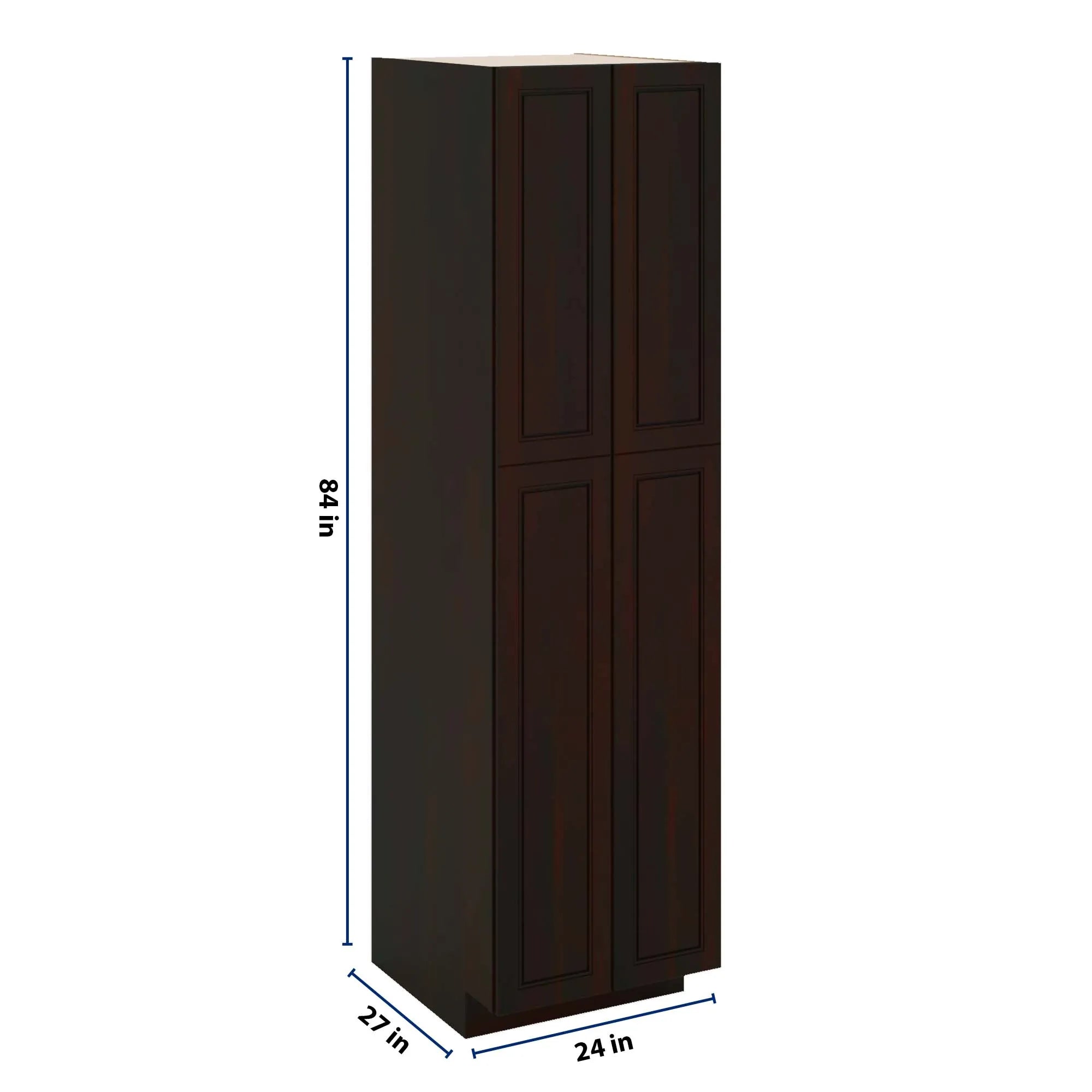 J&K Espresso K8 Pantry w/Roll-Out Trays 24" W x 90" H x 27" D
