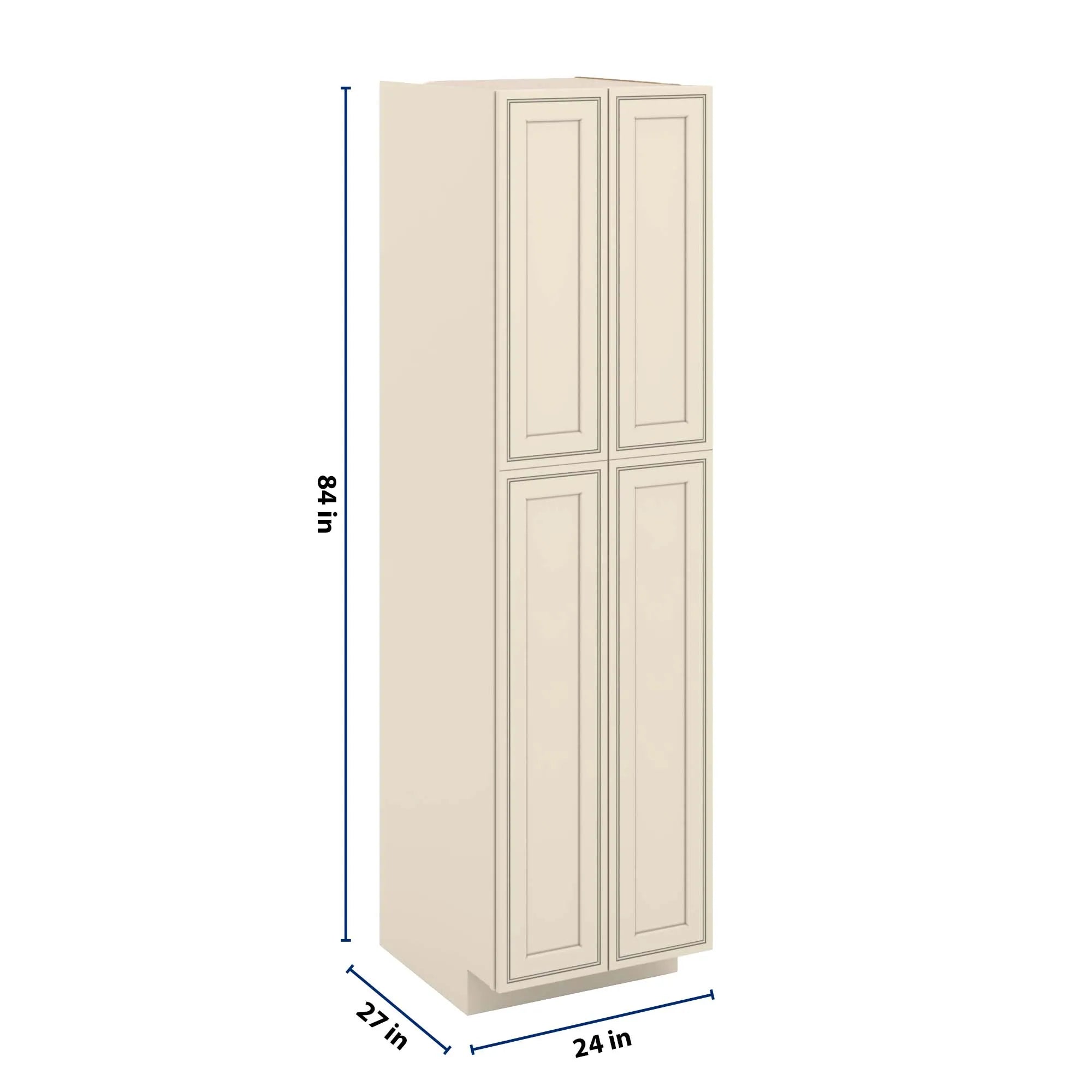 J&K Pearl Glazed H9 Pantry w/Roll-Out Trays 24" W x 90" H x 27" D