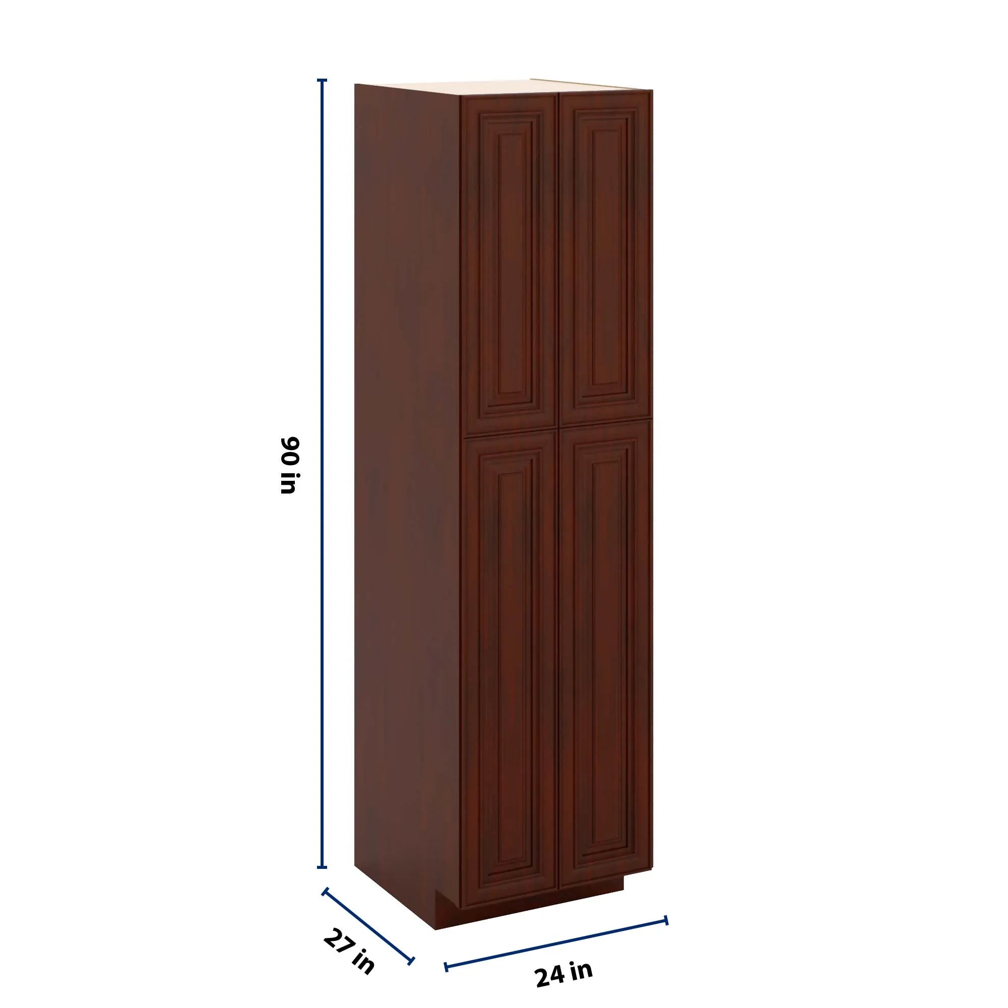 J&K Mahogany J5 Pantry w/Roll-Out Trays 24" W x 90" H x 27" D