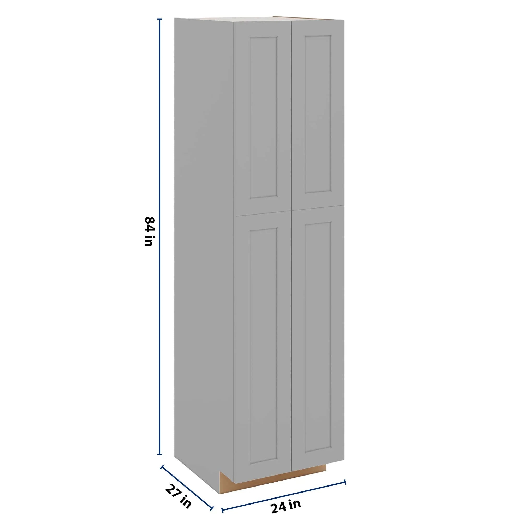 J&K Castle Grey S5 Pantry w/Roll-Out Trays 24" W x 90" H x 27" D