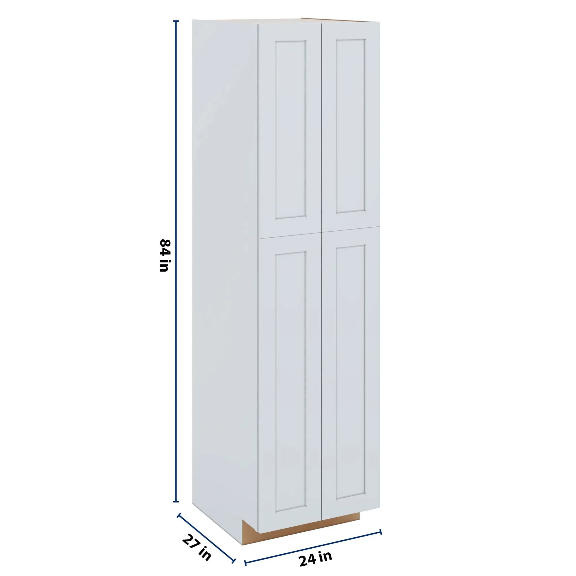 J&K White Shaker S8 Pantry w/Roll-Out Trays 24" W x 90" H x 27" D