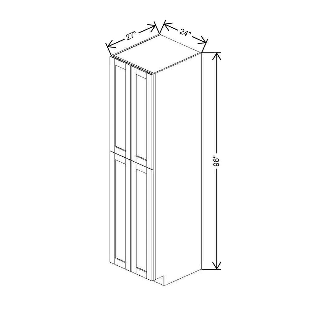 J&K Pearl Glazed H9 Pantry w/Roll-Out Trays 24" W x 96" H x 27" D