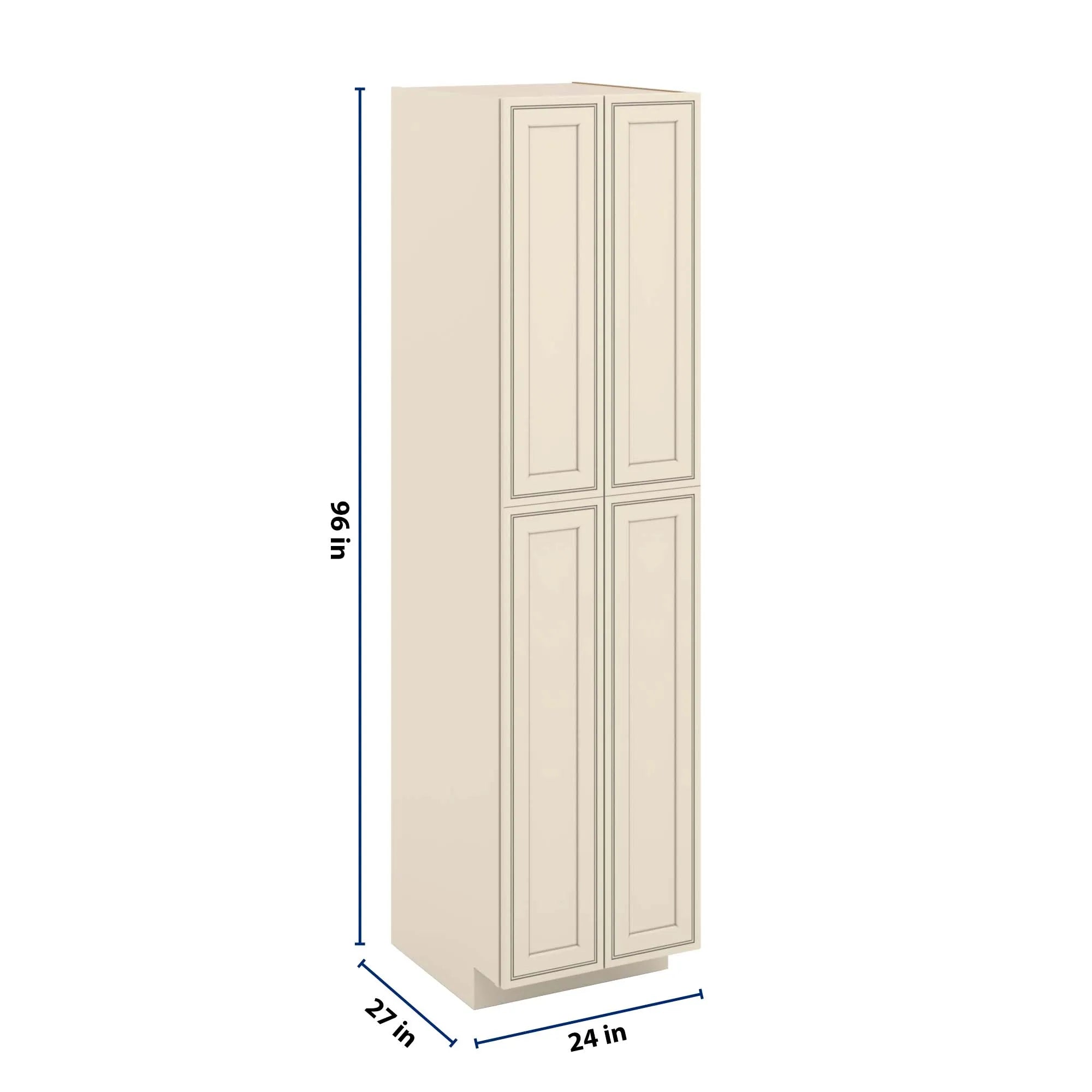 J&K Pearl Glazed H9 Pantry w/Roll-Out Trays 24" W x 96" H x 27" D