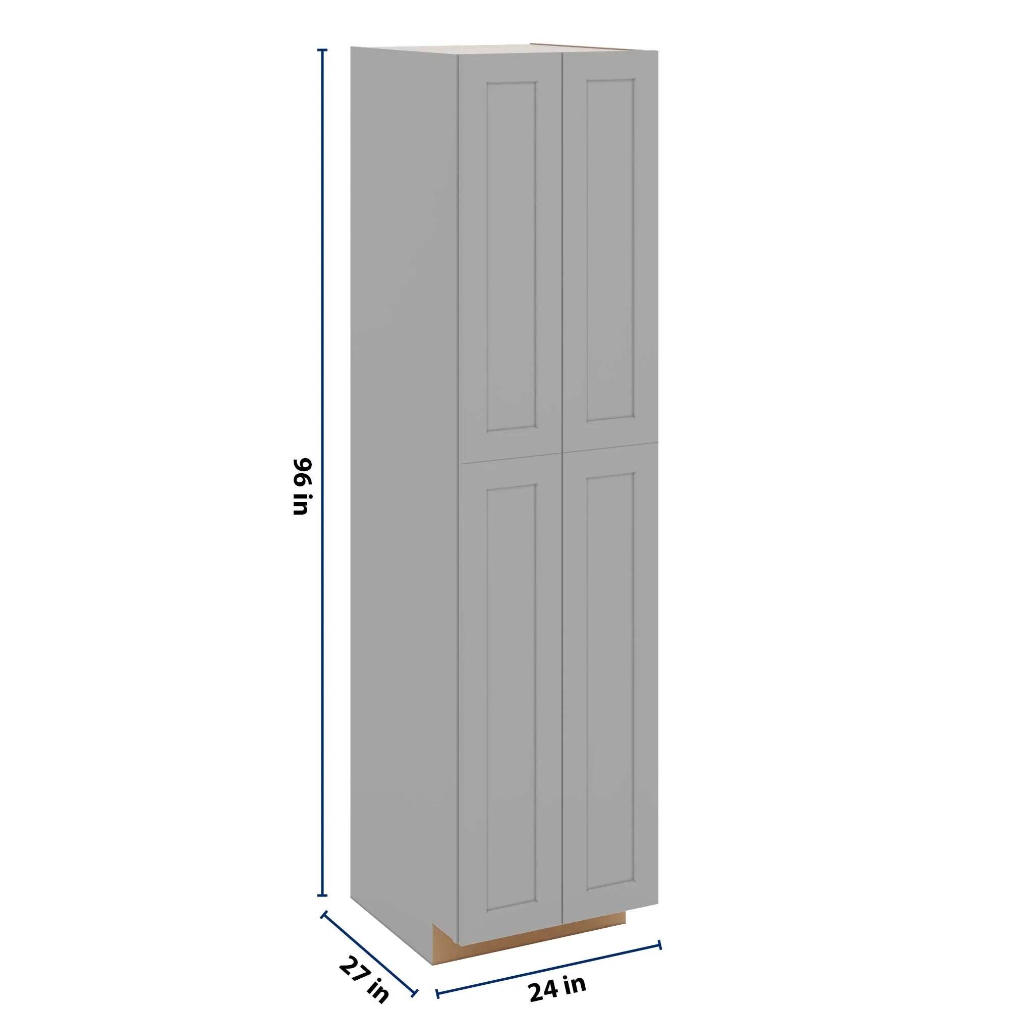 J&K Castle Grey S5 Pantry w/Roll-Out Trays 24" W x 96" H x 27" D
