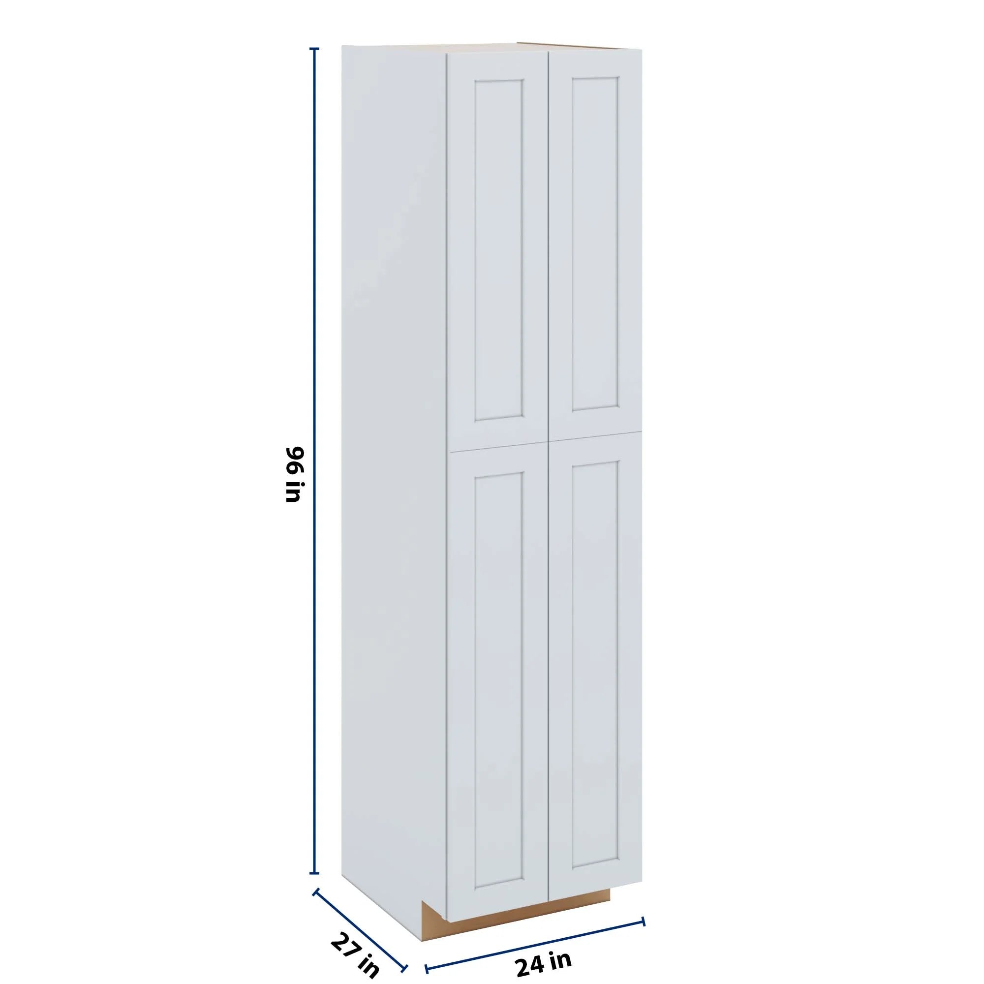 J&K White Shaker S8 Pantry w/Roll-Out Trays 24" W x 96" H x 27" D