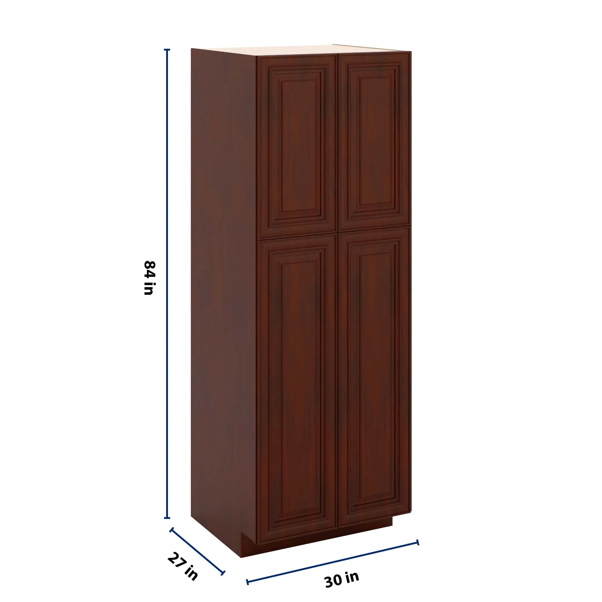 J&K Mahogany J5 Pantry w/Roll-Out Trays 30" W x 84" H x 27" D