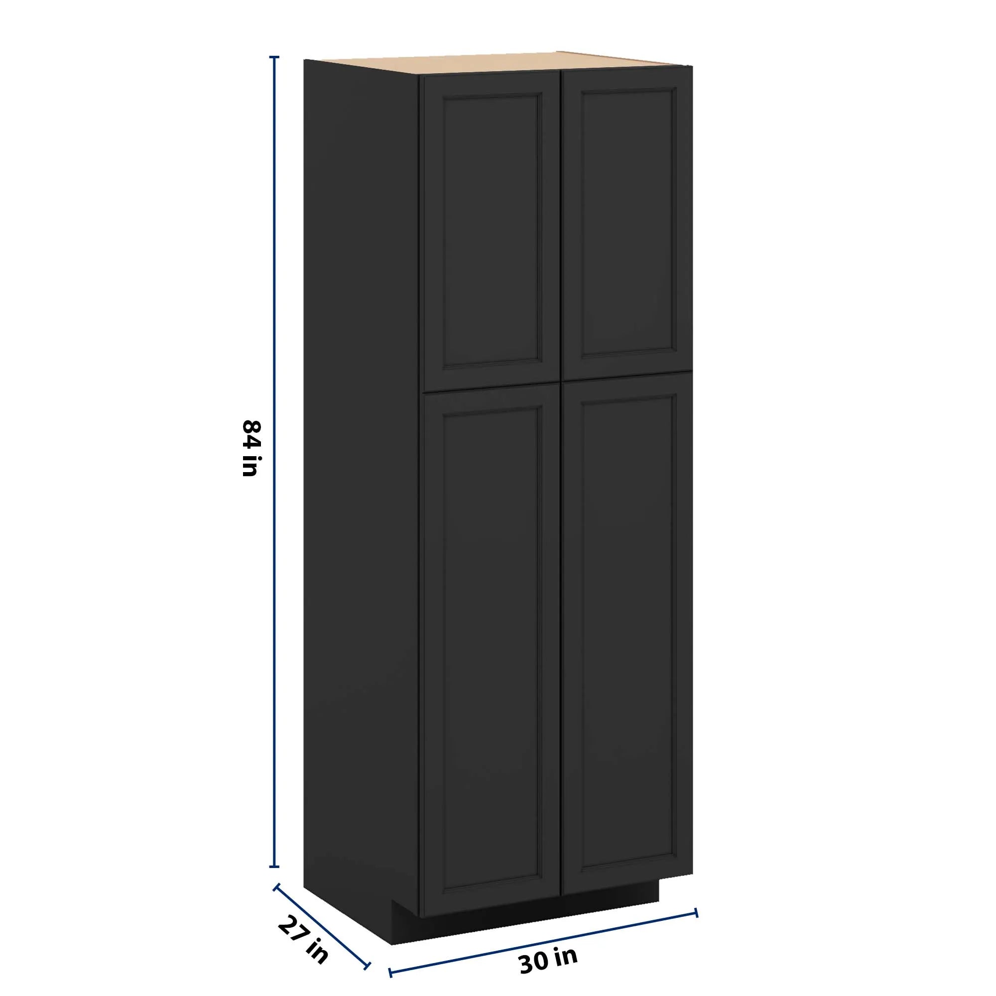 J&K Charcoal E2 Pantry w/Roll-Out Trays 30" W x 84" H x 27" D