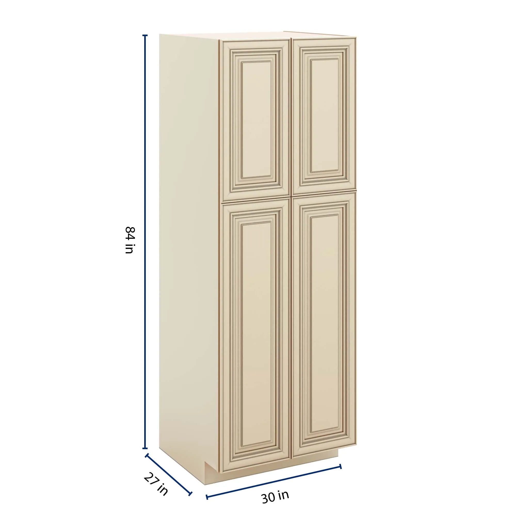 J&K Creme Glazed A7 Pantry w/Roll-Out Trays 30" W x 84" H x 27" D