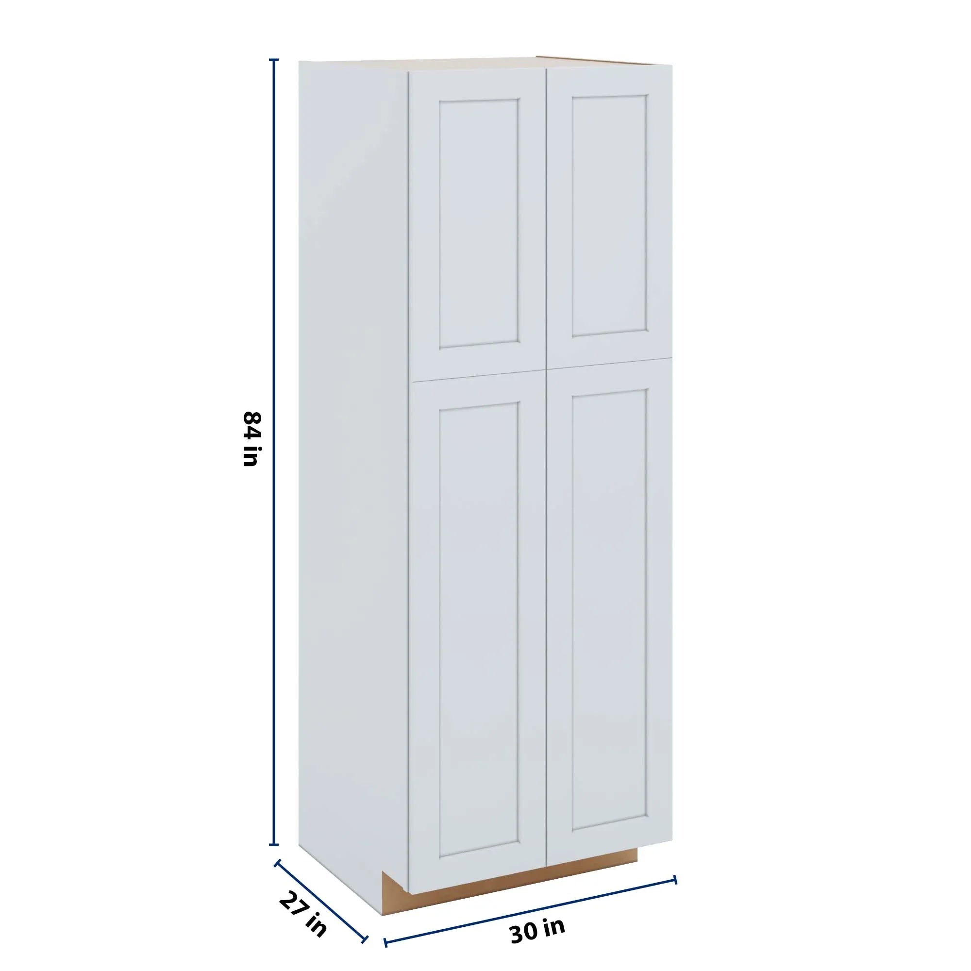J&K White Shaker S8 Pantry w/Roll-Out Trays 30" W x 84" H x 27" D