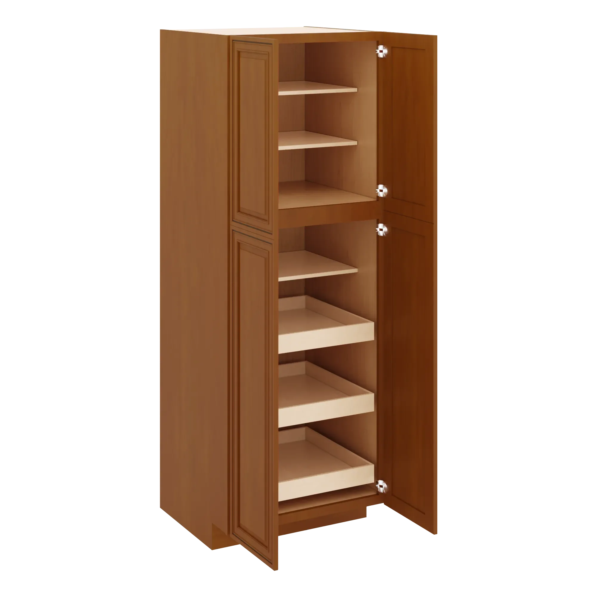 j k mocha glazed k10 pantry w roll out trays 30 w x 84 h x 27 d