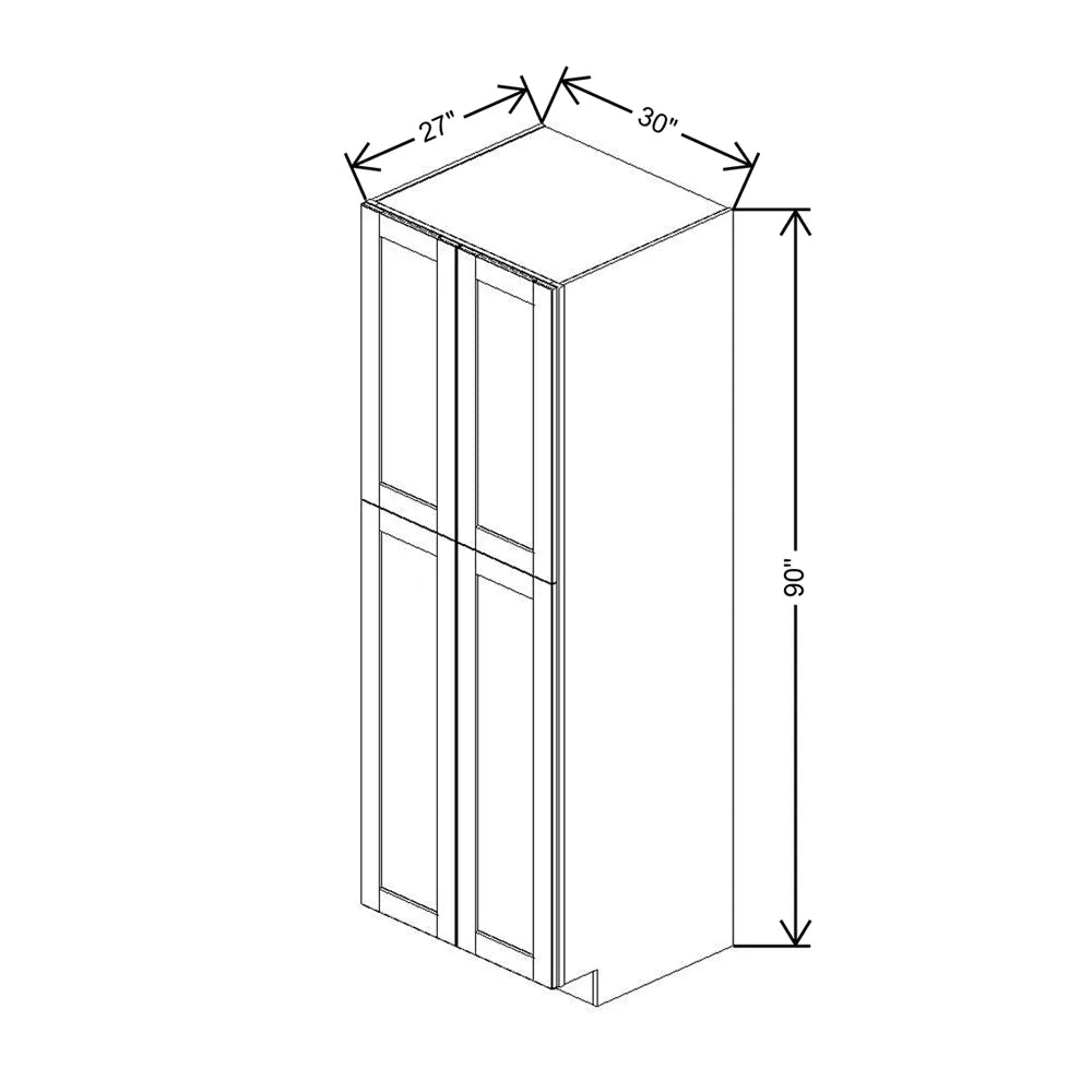 J&K Castle Grey S5 Pantry w/Roll-Out Trays 30" W x 90" H x 27" D