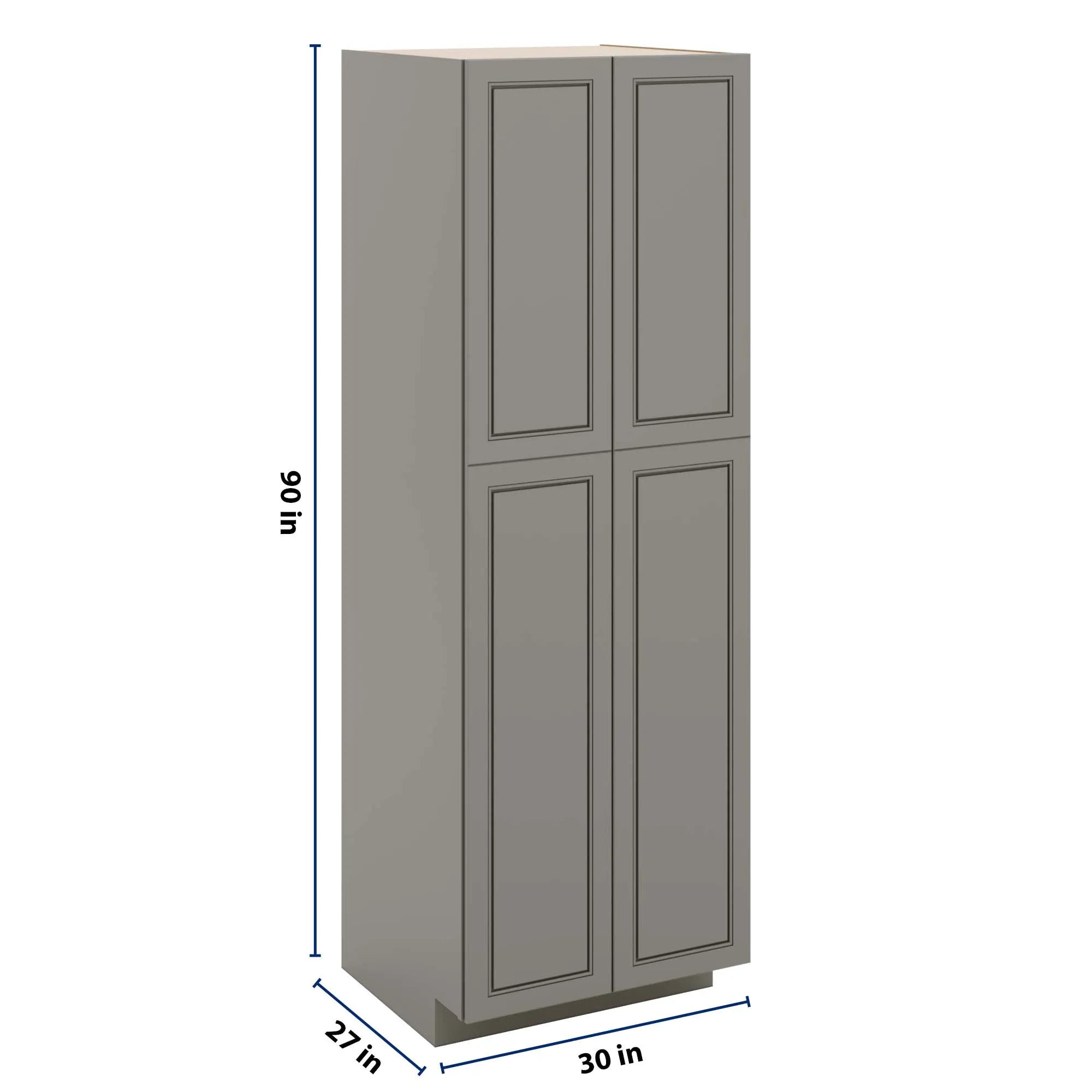 J&K Greige K3 Pantry w/Roll-Out Trays 30" W x 90" H x 27" D