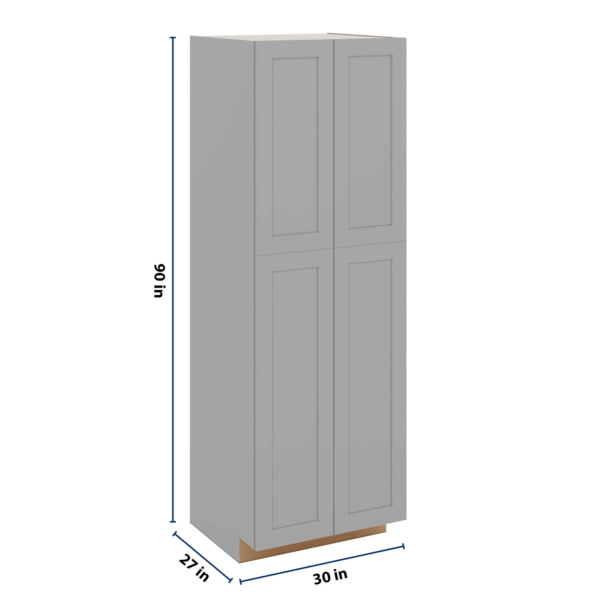 J&K Castle Grey S5 Pantry w/Roll-Out Trays 30" W x 90" H x 27" D