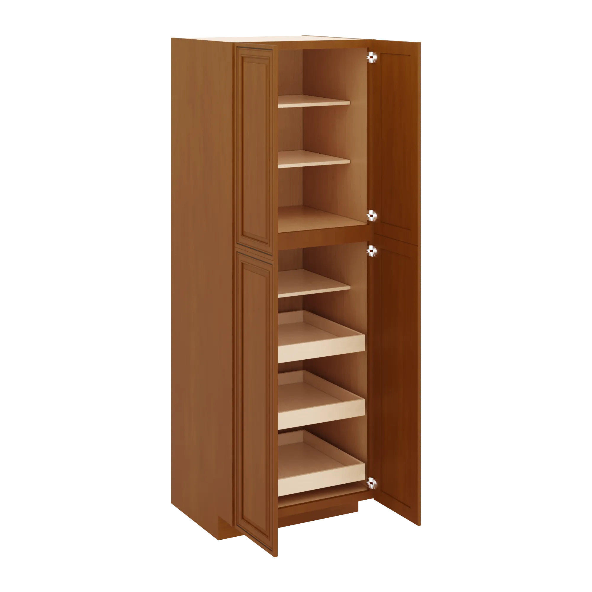 j k mocha glazed k10 pantry w roll out trays 30 w x 90 h x 27 d