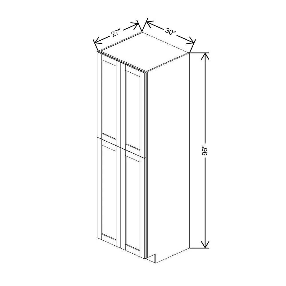 J&K Mocha Glazed K10 Pantry w/Roll-Out Trays 30" W x 96" H x 27" D