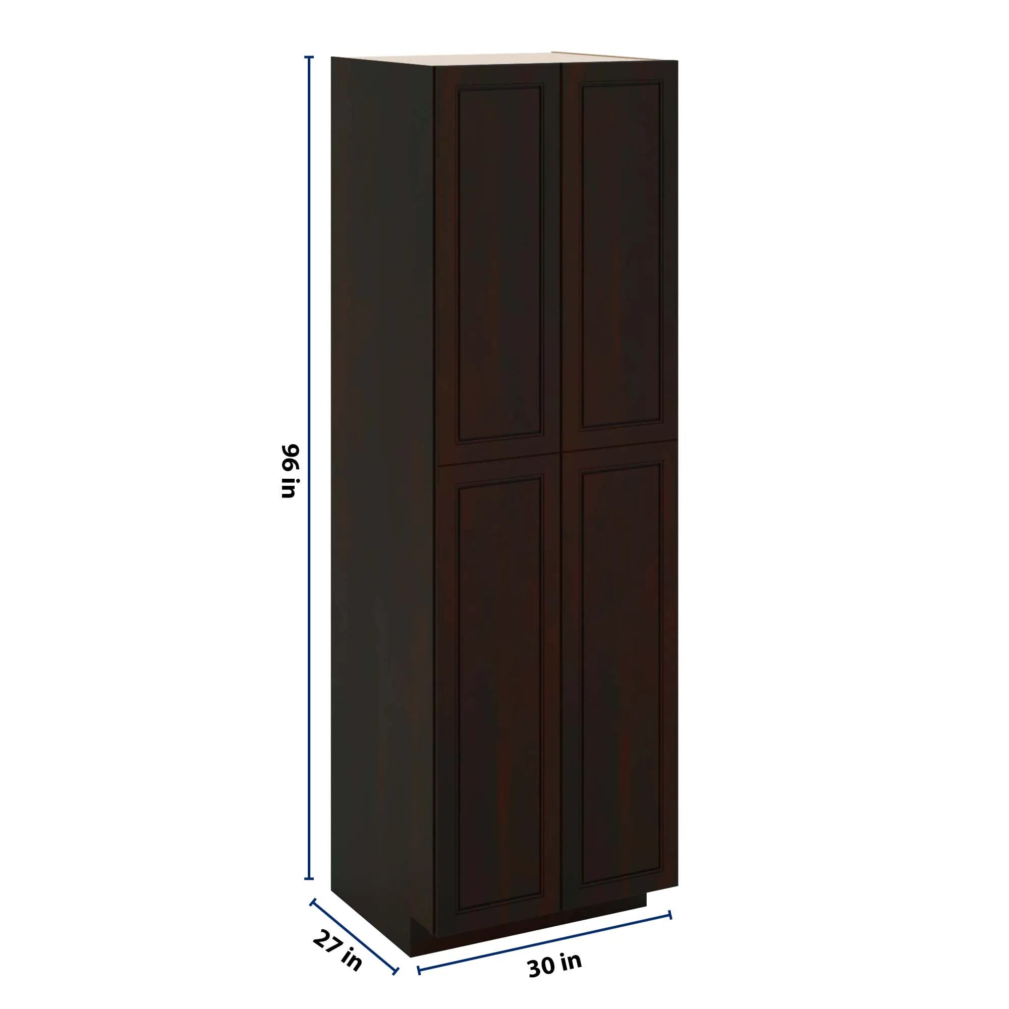 J&K Espresso K8 Pantry w/Roll-Out Trays 30" W x 96" H x 27" D