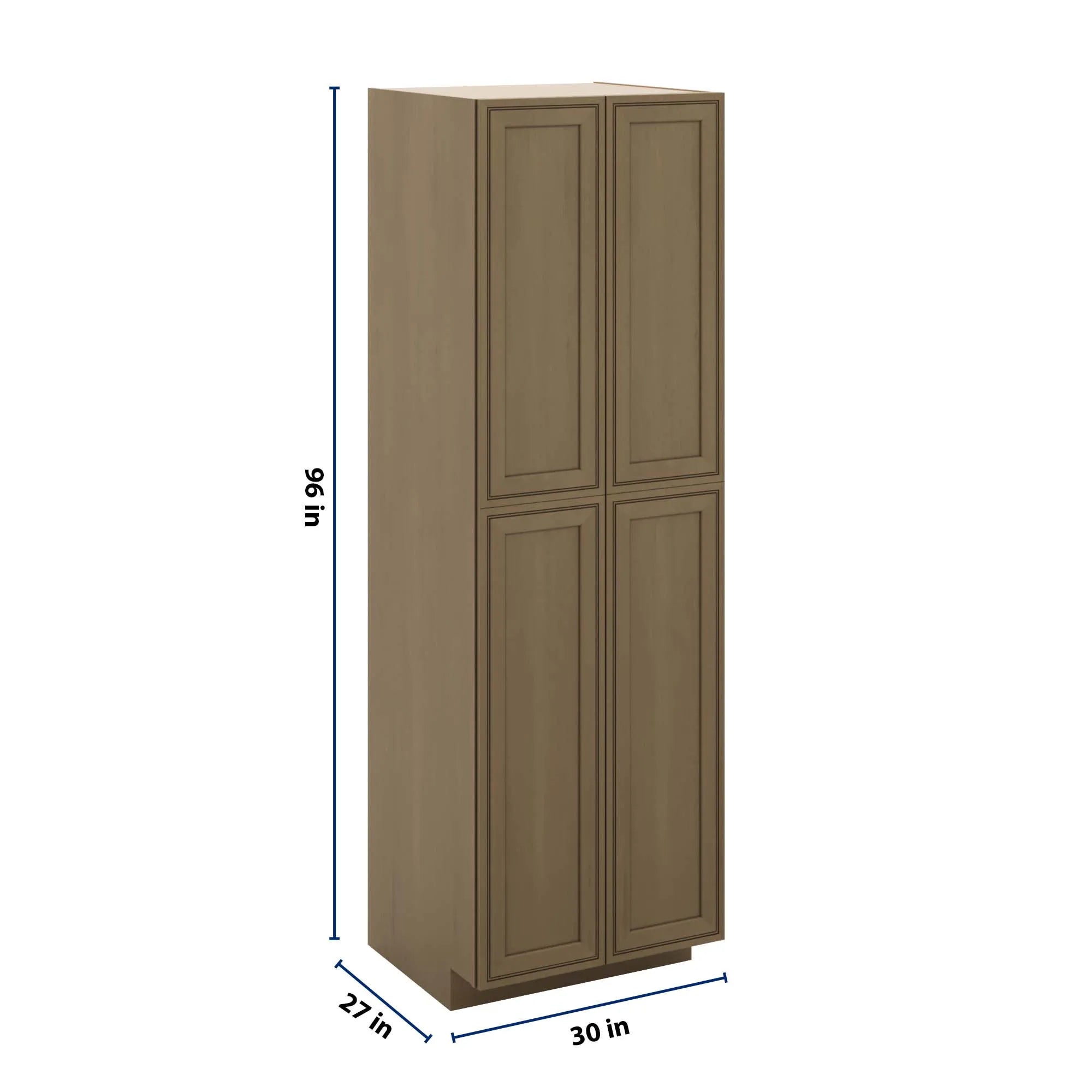 J&K Hazel H8 Pantry w/Roll-Out Trays 30" W x 96" H x 27" D