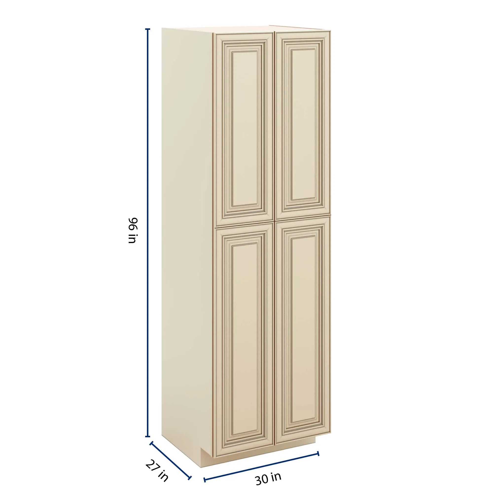 J&K Creme Glazed A7 Pantry w/Roll-Out Trays 30" W x 96" H x 27" D