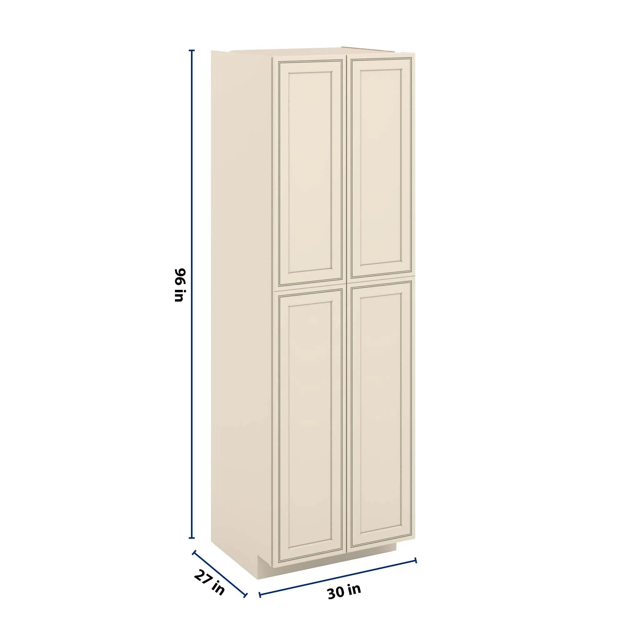 J&K Pearl Glazed H9 Pantry w/Roll-Out Trays 30" W x 96" H x 27" D
