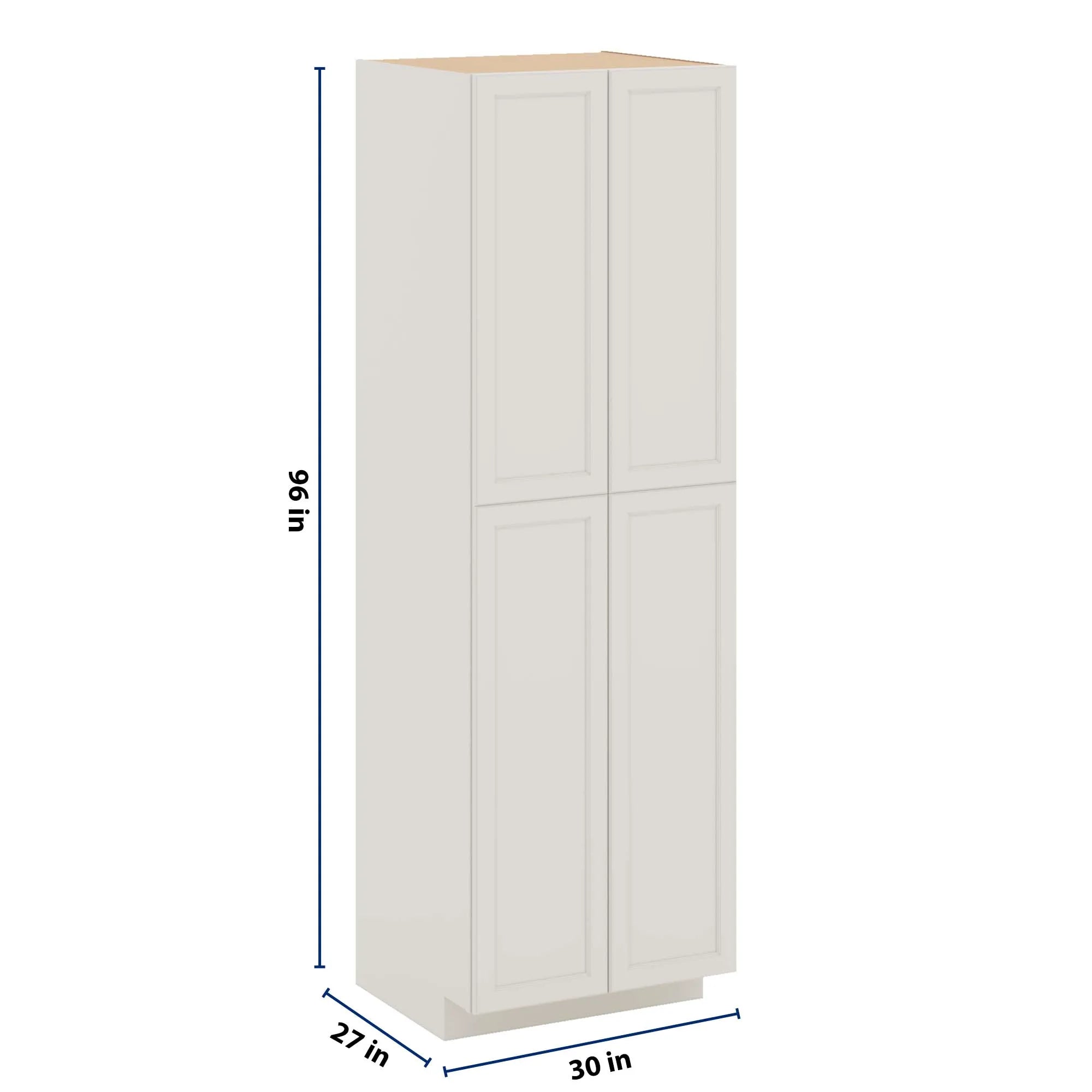 J&K Dove E1 Pantry w/Roll-Out Trays 30" W x 96" H x 27" D