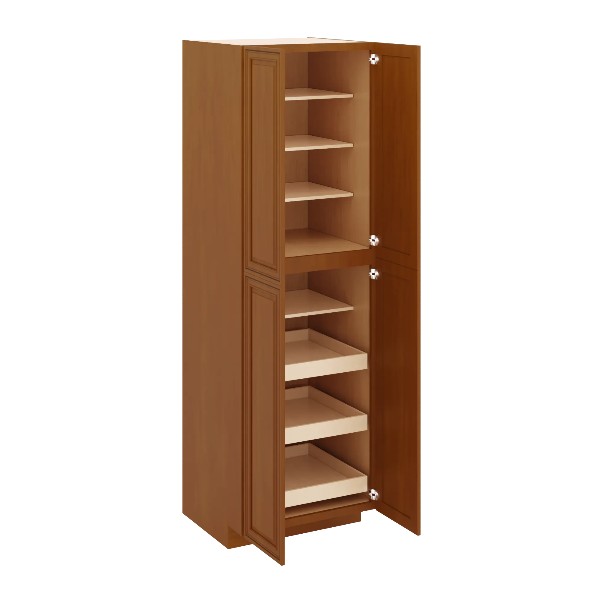 j k mocha glazed k10 pantry w roll out trays 30 w x 96 h x 27 d