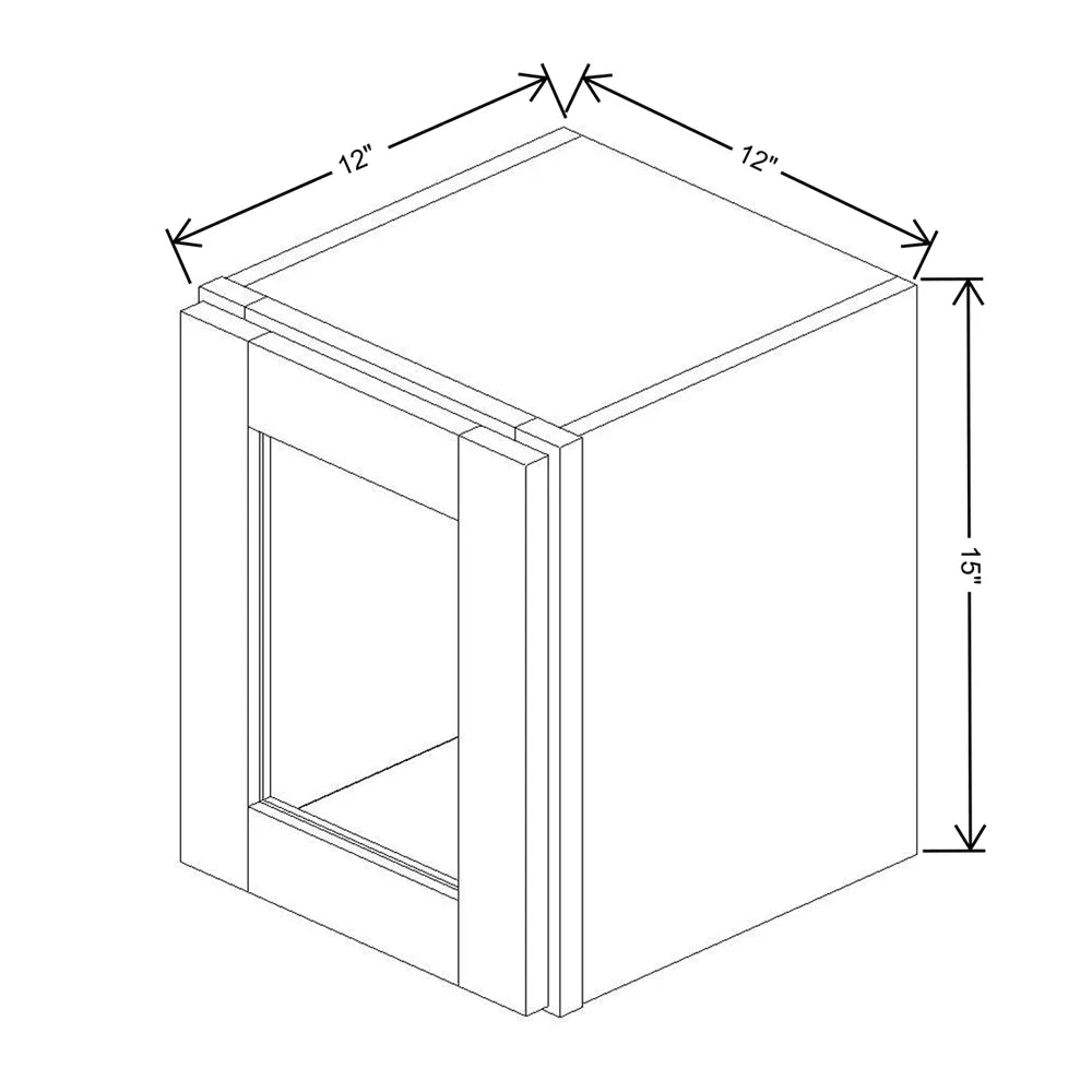 Kitchen Cabinet Distributors Shaker Designer White 5PC Wall Stackable Cabinet w/ Painted Interior & Glass - 12"W x 15"H