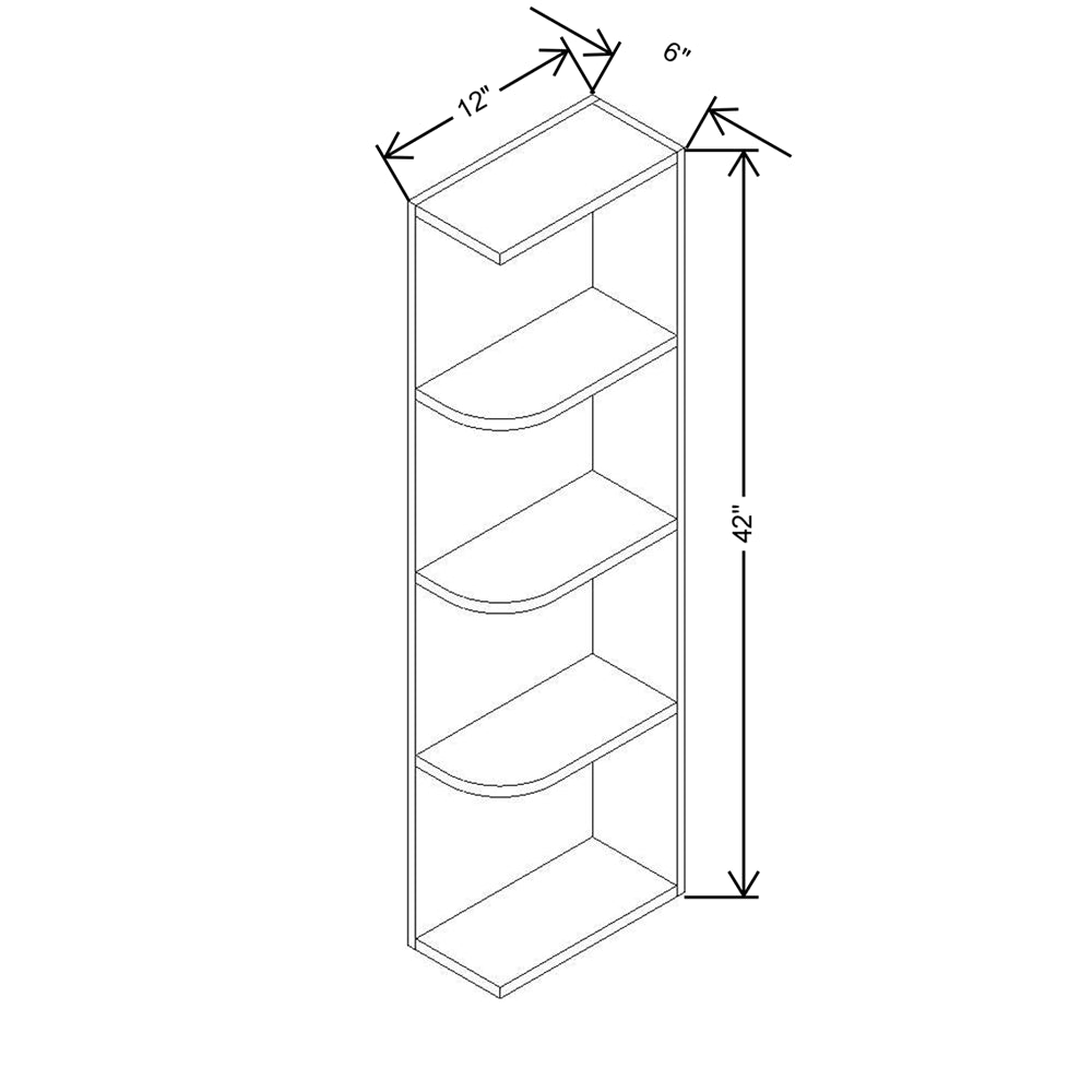 CNC Concord Elegant Smoky Grey 12" W X 42" H Knick Knack Wall Shelf