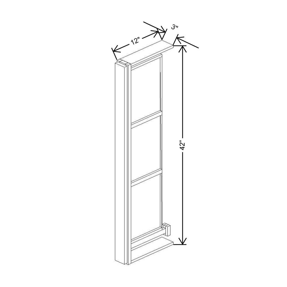 Cubitac Basic Oxford Latte 3"W X 42"H Wall Spice Cabinet