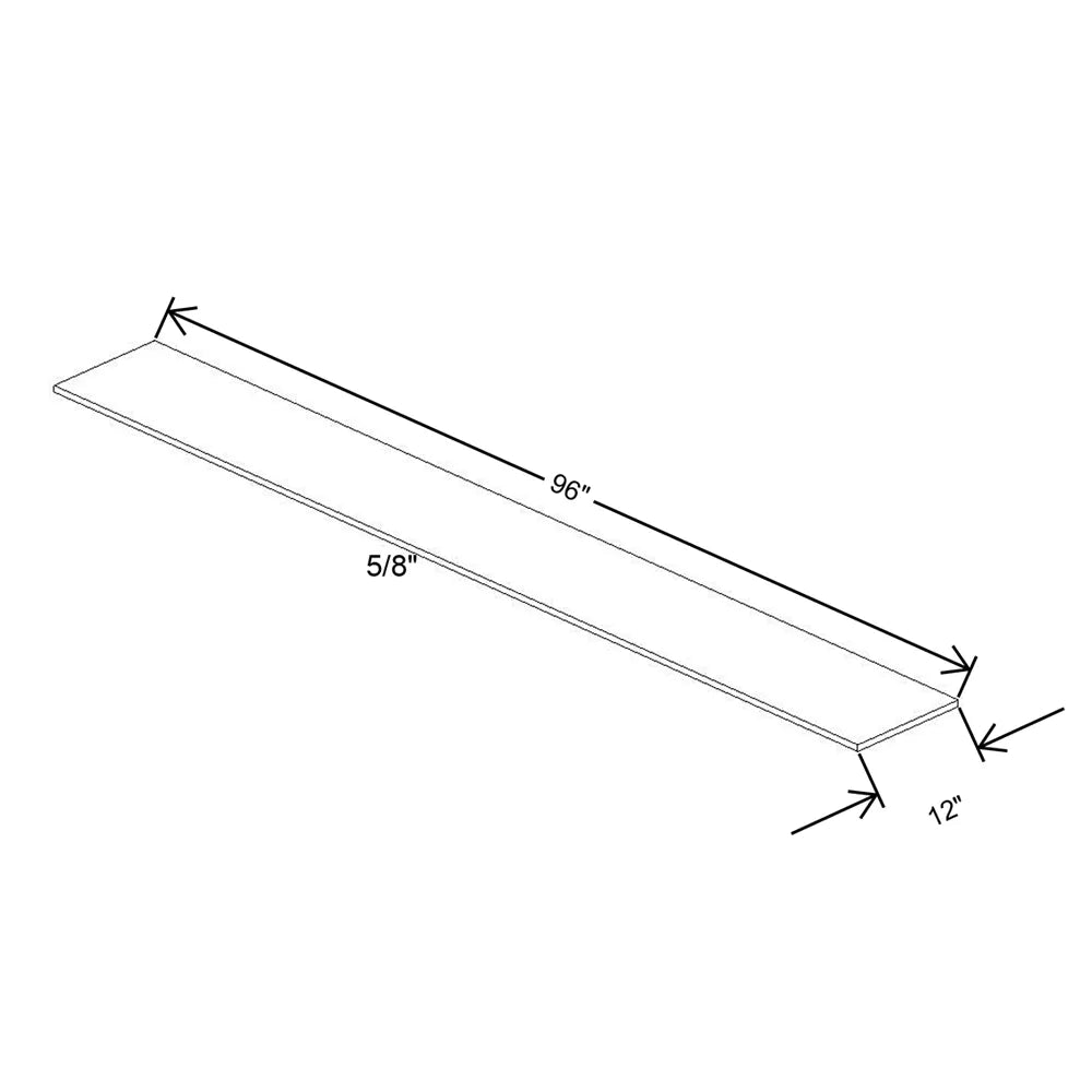 Kitchen Cabinet Distributors Shaker Designer White 5PC Natural Shelf - 96" W x 12" D