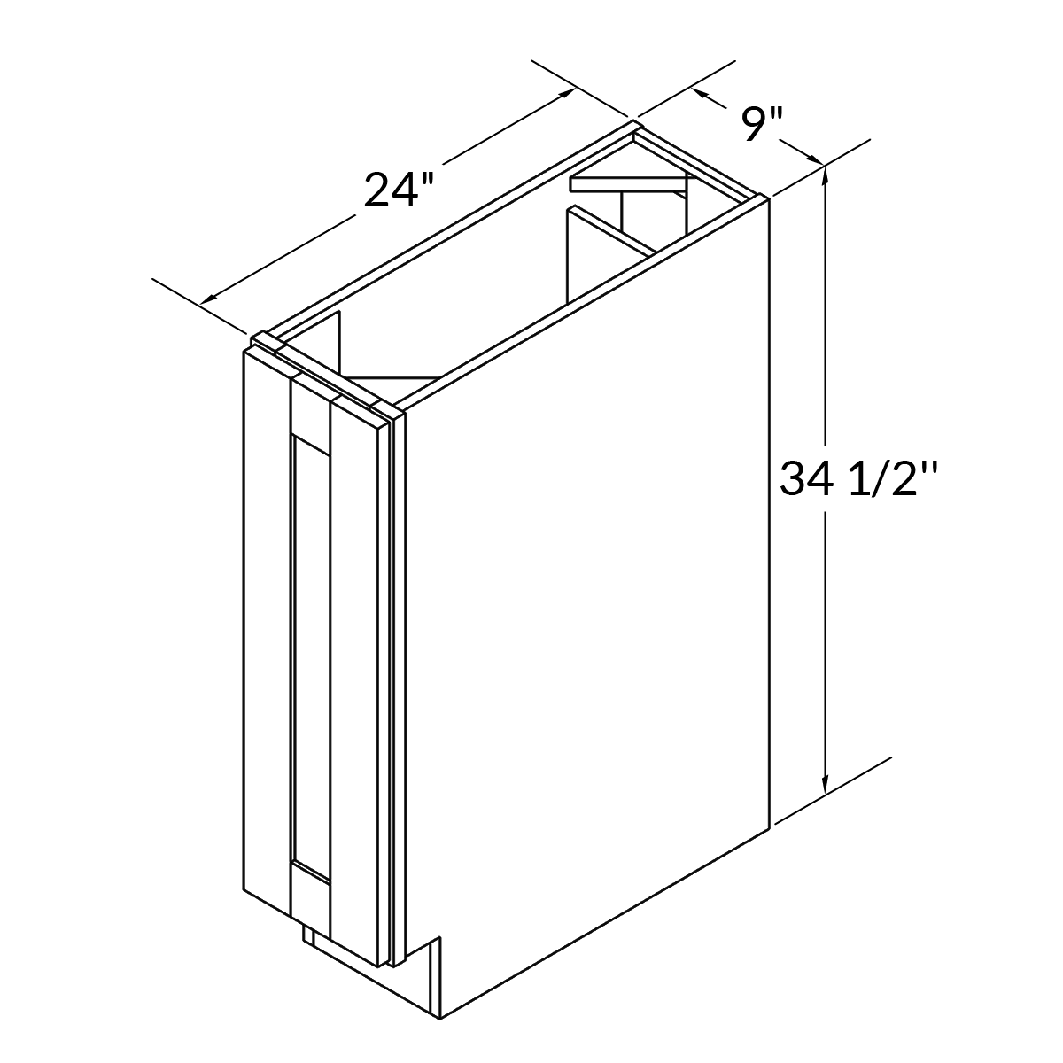 Base Kitchen Cabinet B09 Shaker Toffee LessCare 9 in. width 34.5 in. height 24 in. depth