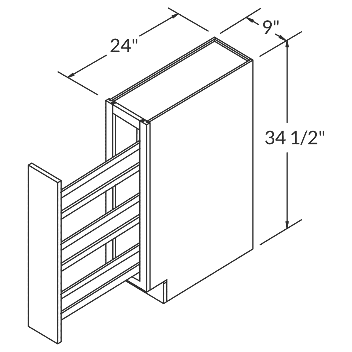 Wolf Dartmouth 5-piece Biscayne Paint  Base Full Height Door 9"W Assembled Cabinet Wireframe