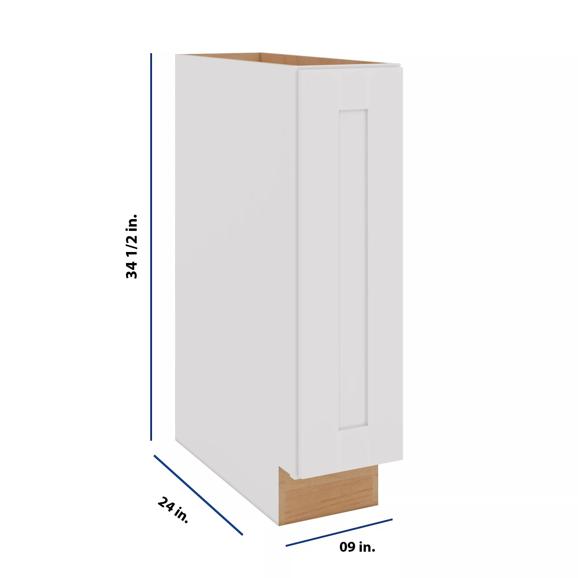 Modernform Cabinet White Shaker 09" W X 34 1/2" H X 24" D Full Height Single Door Base Cabinet
