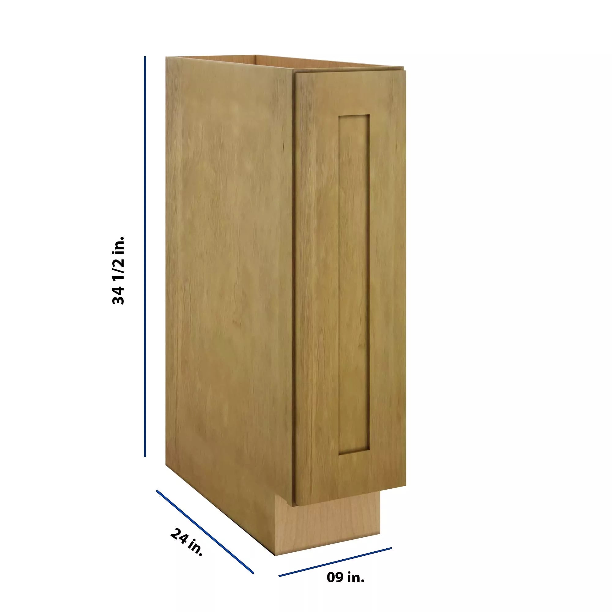 Modernform Cabinet Natural Shaker 09" W X 34 1/2" H X 24" D Full Height Single Door Base Cabinet