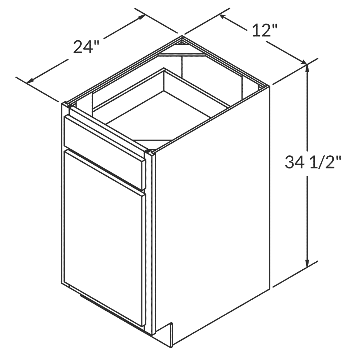 LessCare Newport Base 12"W Shaker Cabinet Wireframe