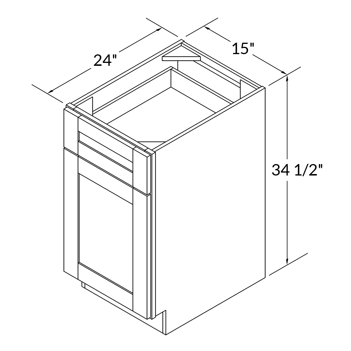 Base Kitchen Cabinet B15 Danbury Blue LessCare 15 in. width 34.5 in. height 24 in. depth