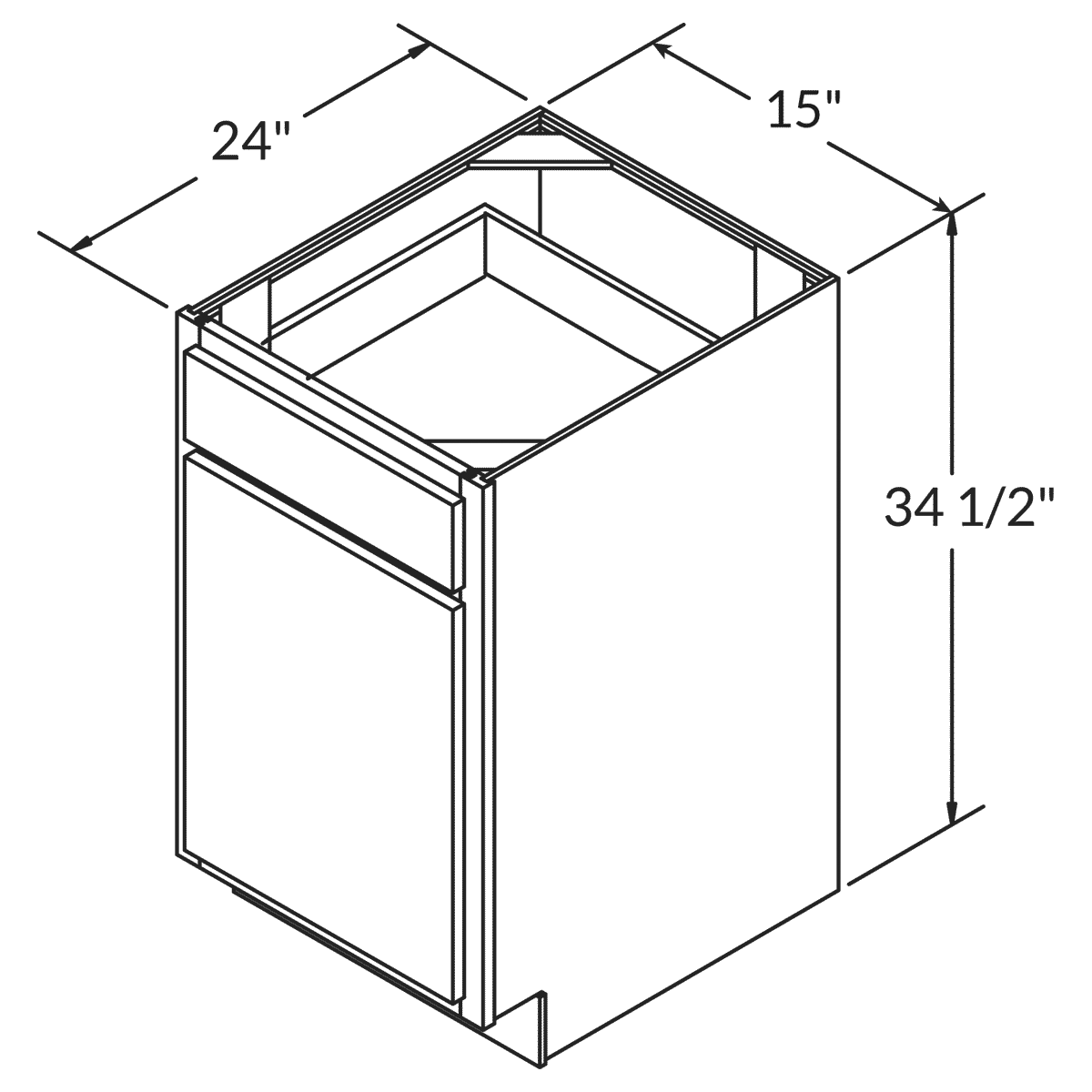 LessCare Danbury Blue Base 15"W Shaker Cabinet Wireframe