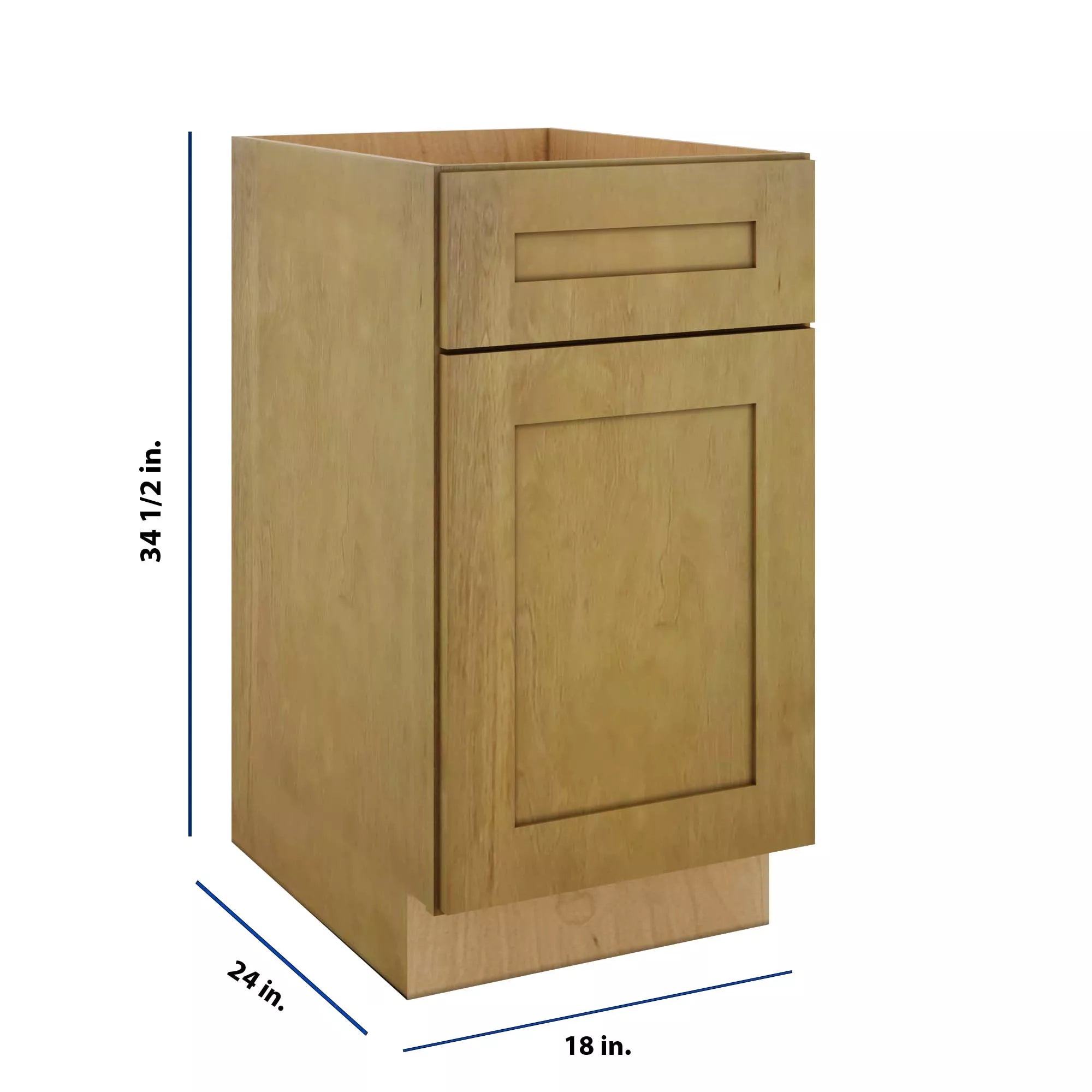 Modernform Cabinet Natural Shaker 18" W X 34 1/2" H X 24" D Single Door Base Cabinet