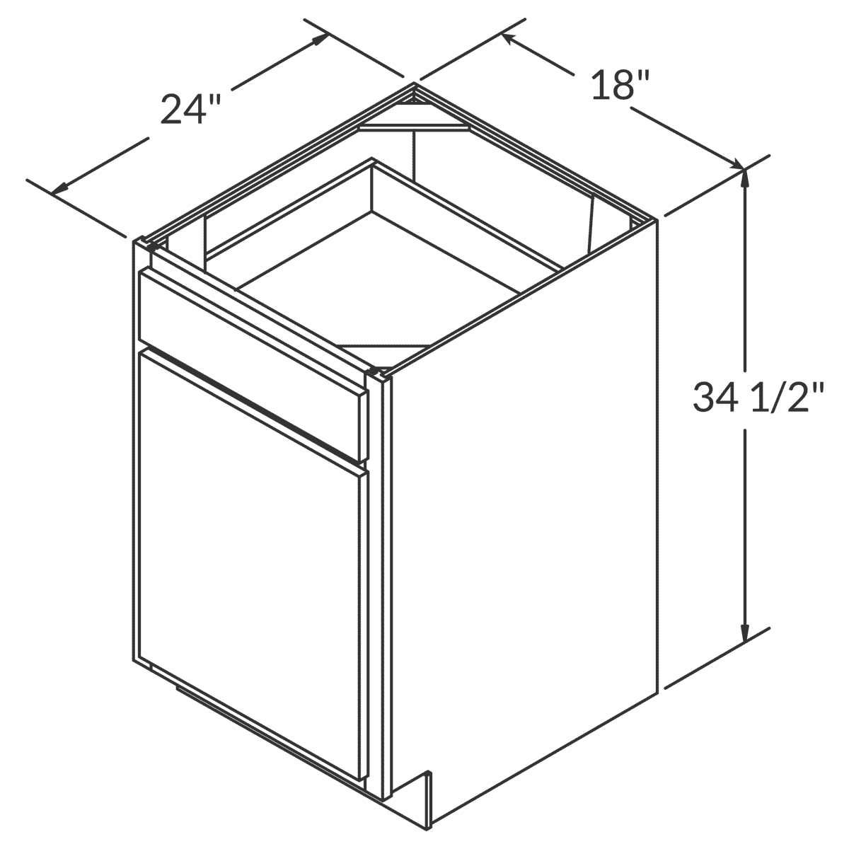 Wolf Dartmouth White Paint Base 18"W Assembled Cabinet Wireframe