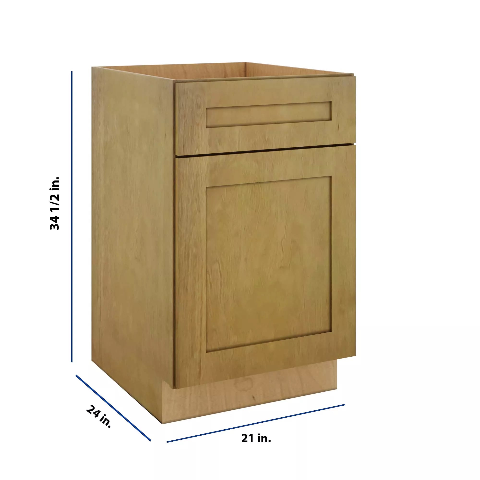 Modernform Cabinet Natural Shaker 21" W X 34 1/2" H X 24" D Single Door Base Cabinet