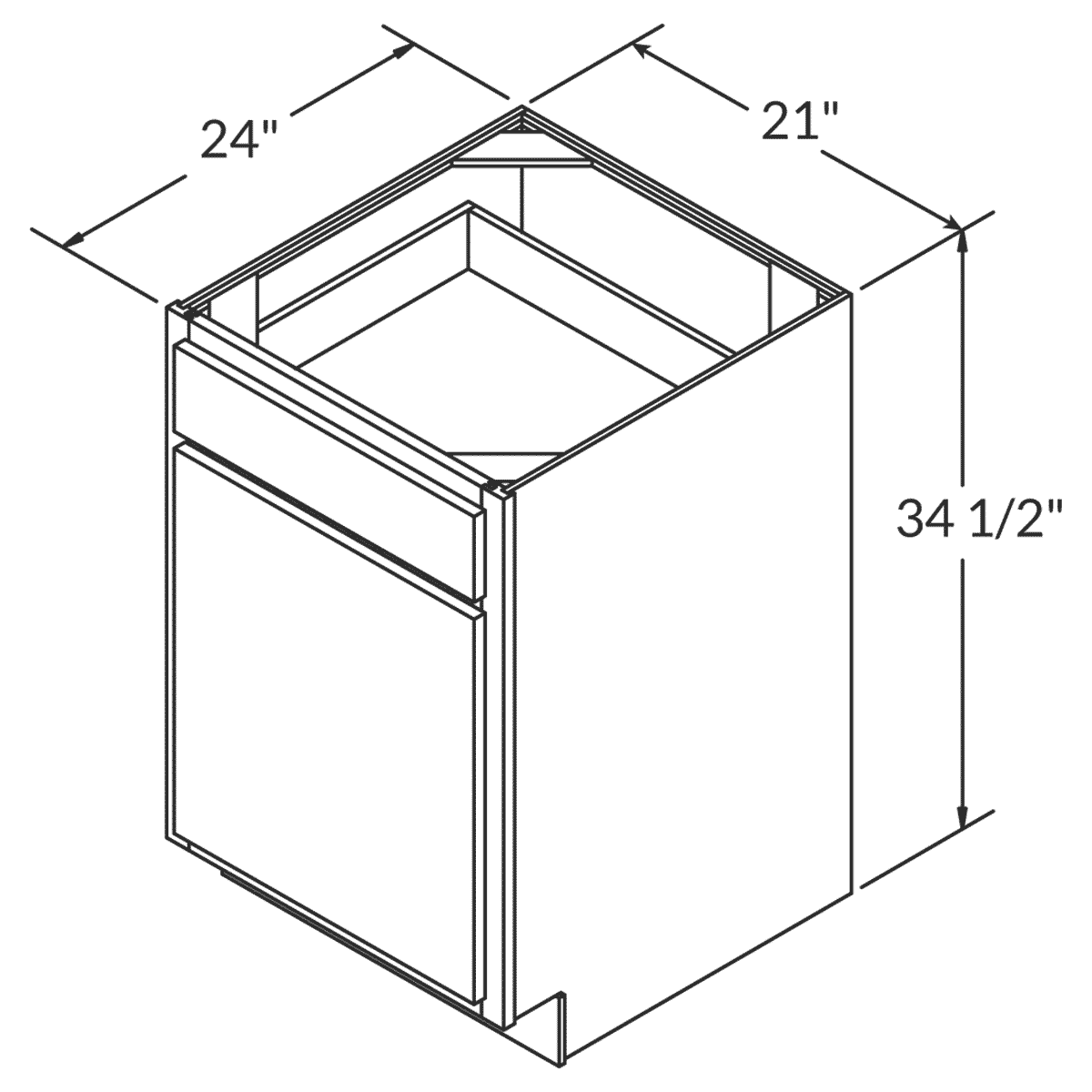 Wolf Dartmouth 5-piece White Paint  Base 21"W Assembled Cabinet Wireframe