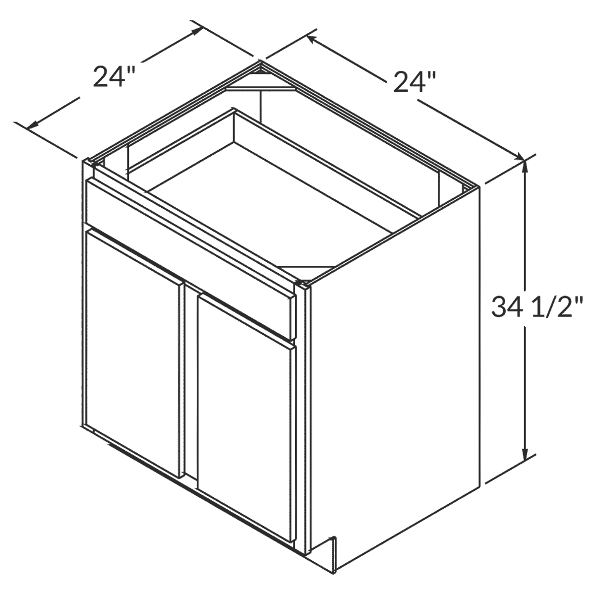 Wolf Dartmouth White Paint Base 24"W Assembled Cabinet Wireframe